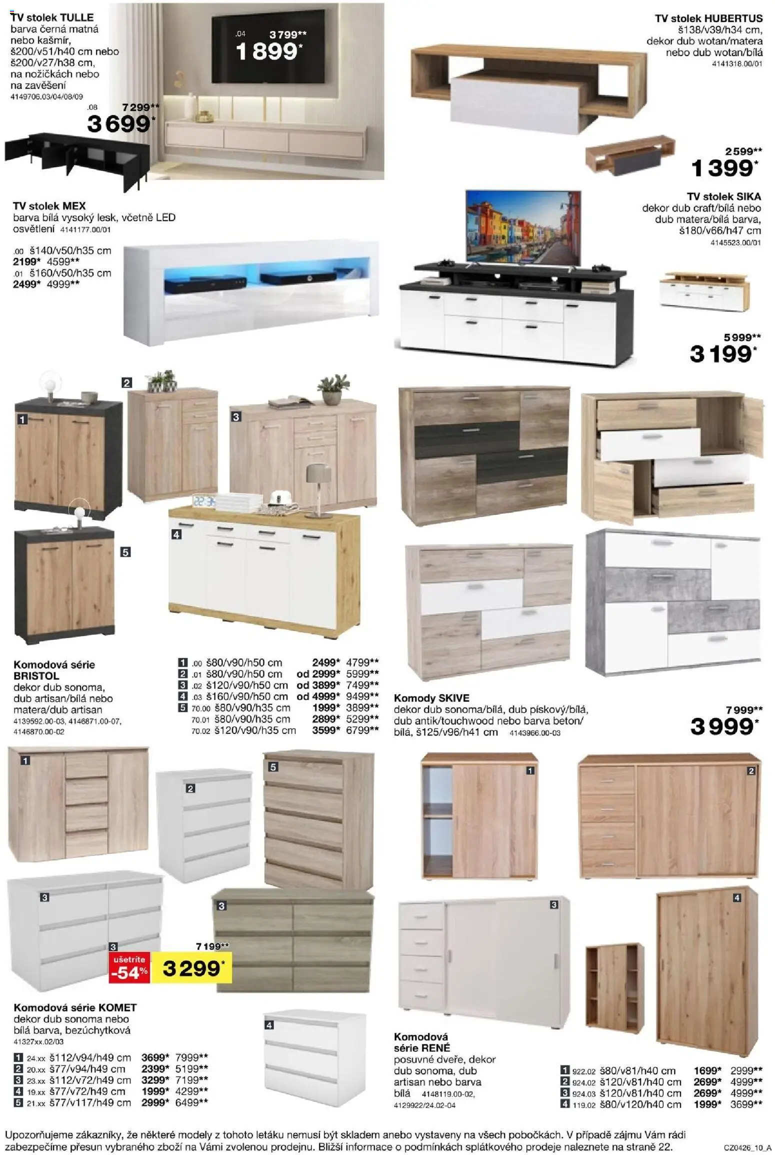 Sconto nábytek leták od 04.03.2026 | Strana: 10 | Produkty: Komody, Tv, Stolek, LED