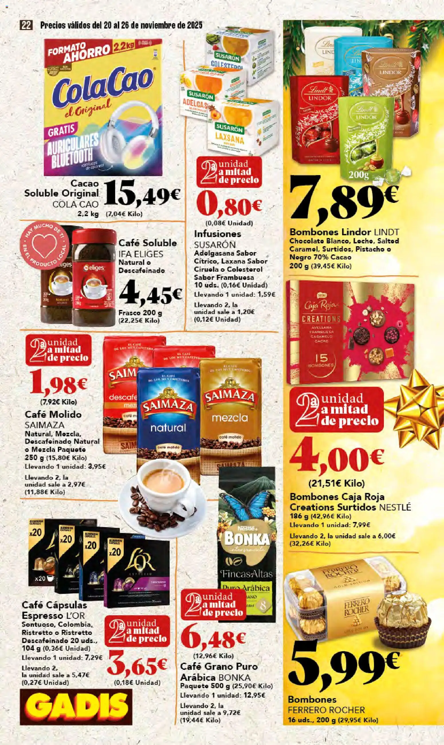 Gadis - Black Friday │ válido desde el 20.11.2025 | Página: 22 | Productos: Café, Café molido, Κεραία, Auriculares