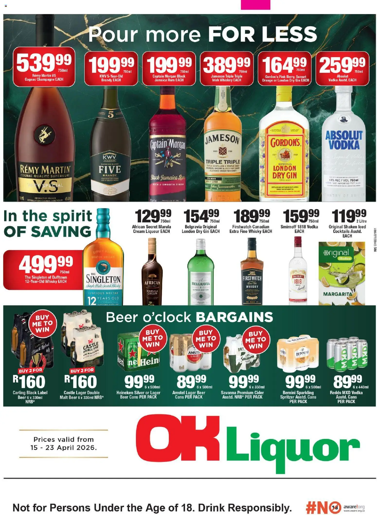 New OK Foods catalogue – valid from 15.04.2026 | Page: 1 | Products: Brandy, Cider, Beer, Cream