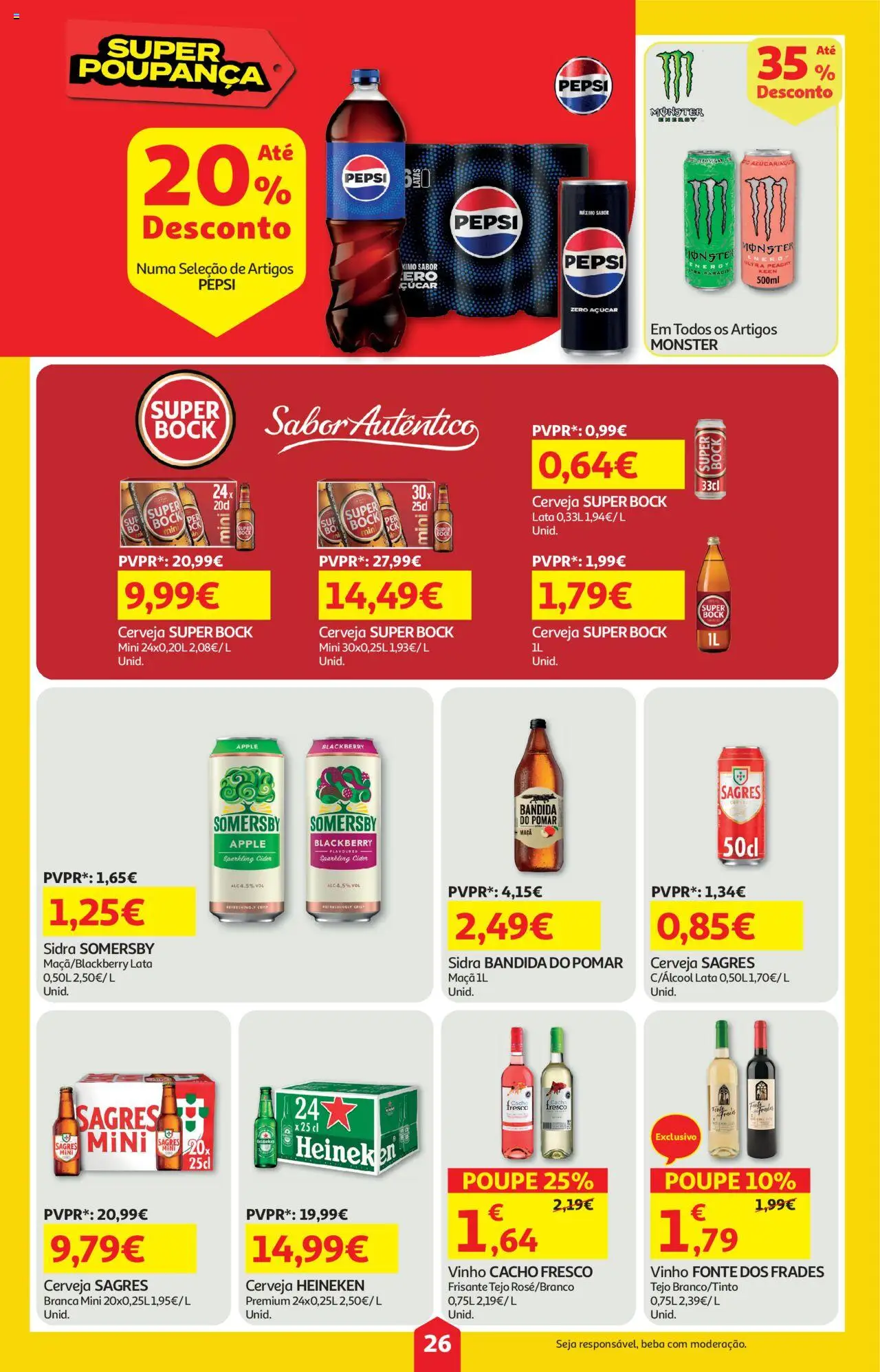 Auchan folheto │ válido de 16.10.2025 | Página: 26 | Produtos: Super bock, Vinho, Somersby, Açúcar