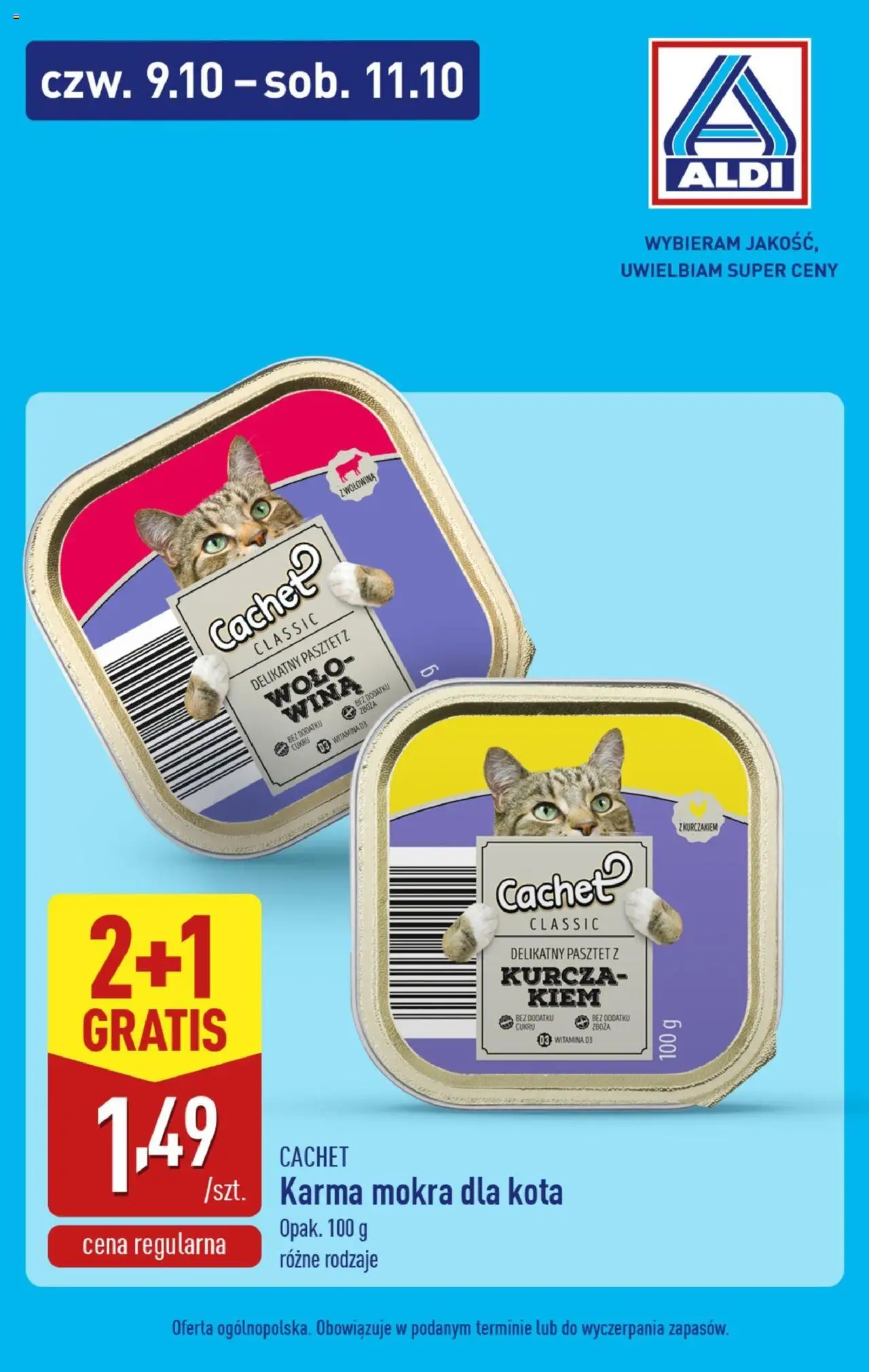 Aldi Gazetka - Promocje weekend od 09.10.2025 | Strona: 8 | Produkty: Karma mokra dla kota, Wołowina