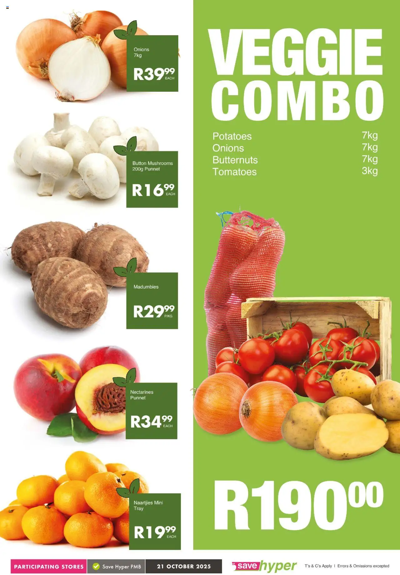 New Save catalogue – valid from 21.10.2025 | Page: 3 | Products: Tomatoes, Potatoes, Onions, Nectarines