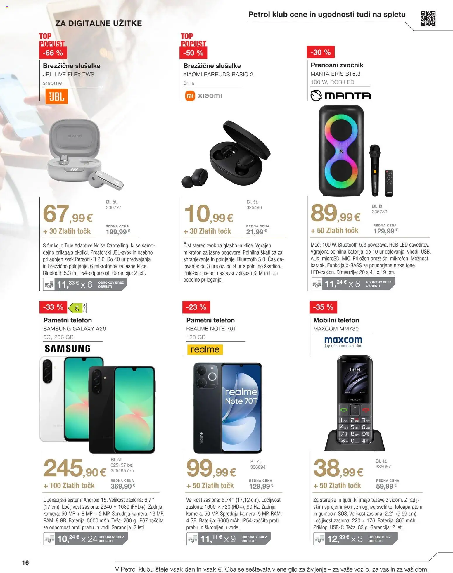 Novi Petrol katalog ponudbe – veljaven od 01.04.2026 | Stran: 16 | Izdelki: Telefon, Pametni telefon, Baterija, Teza