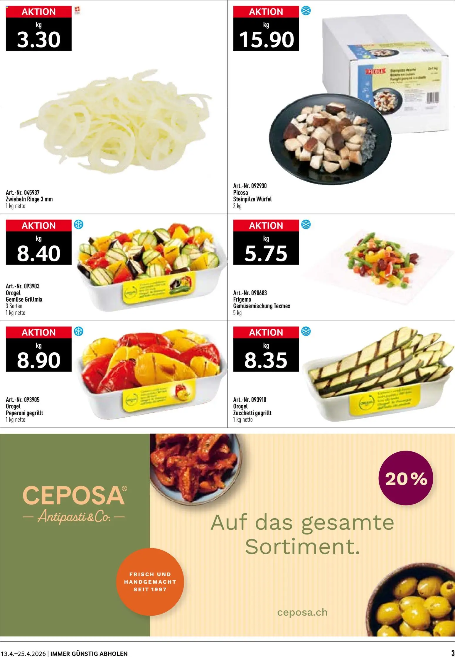 Prodega aktionen Italien – gültig ab 13.04.2026 | Seite: 3 | Produkte: Gemüse, Zwiebeln, Demlik