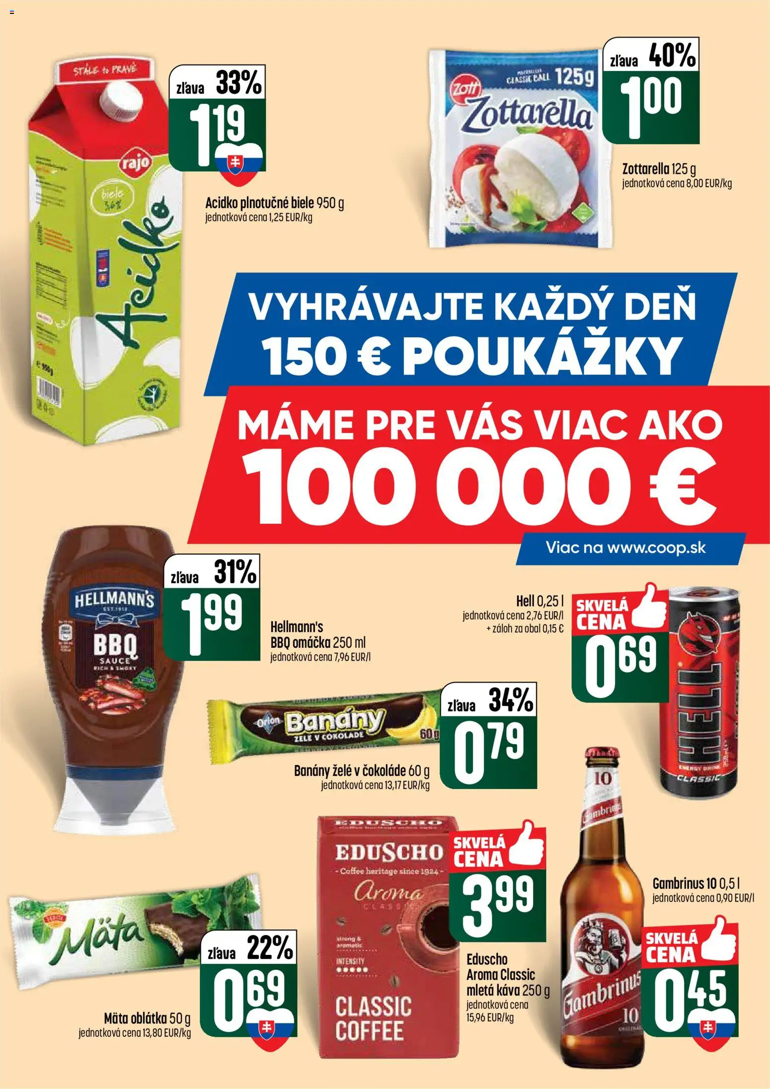 Nové COOP Jednota akcie – leták je platný od 16.04.2026 | Strana: 3 | Produkty: Káva, Banány, Omáčka, Acidko