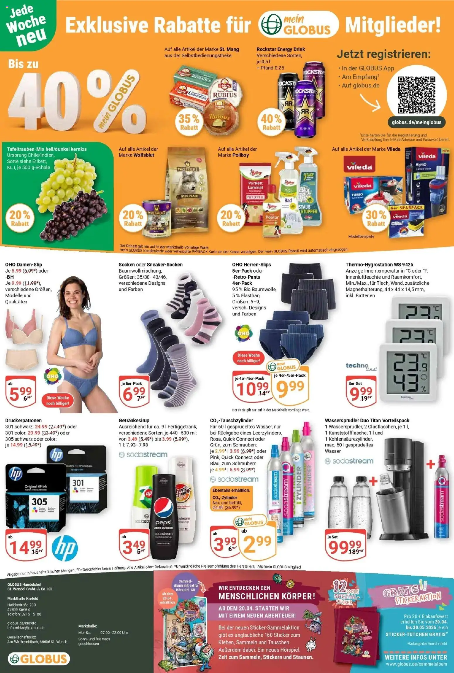 Globus Prospekt Krefeld	 – gültig ab 12.04.2026 | Seite: 23 | Produkte: Rockstar energy, Rockstar, Wasser, Sodastream