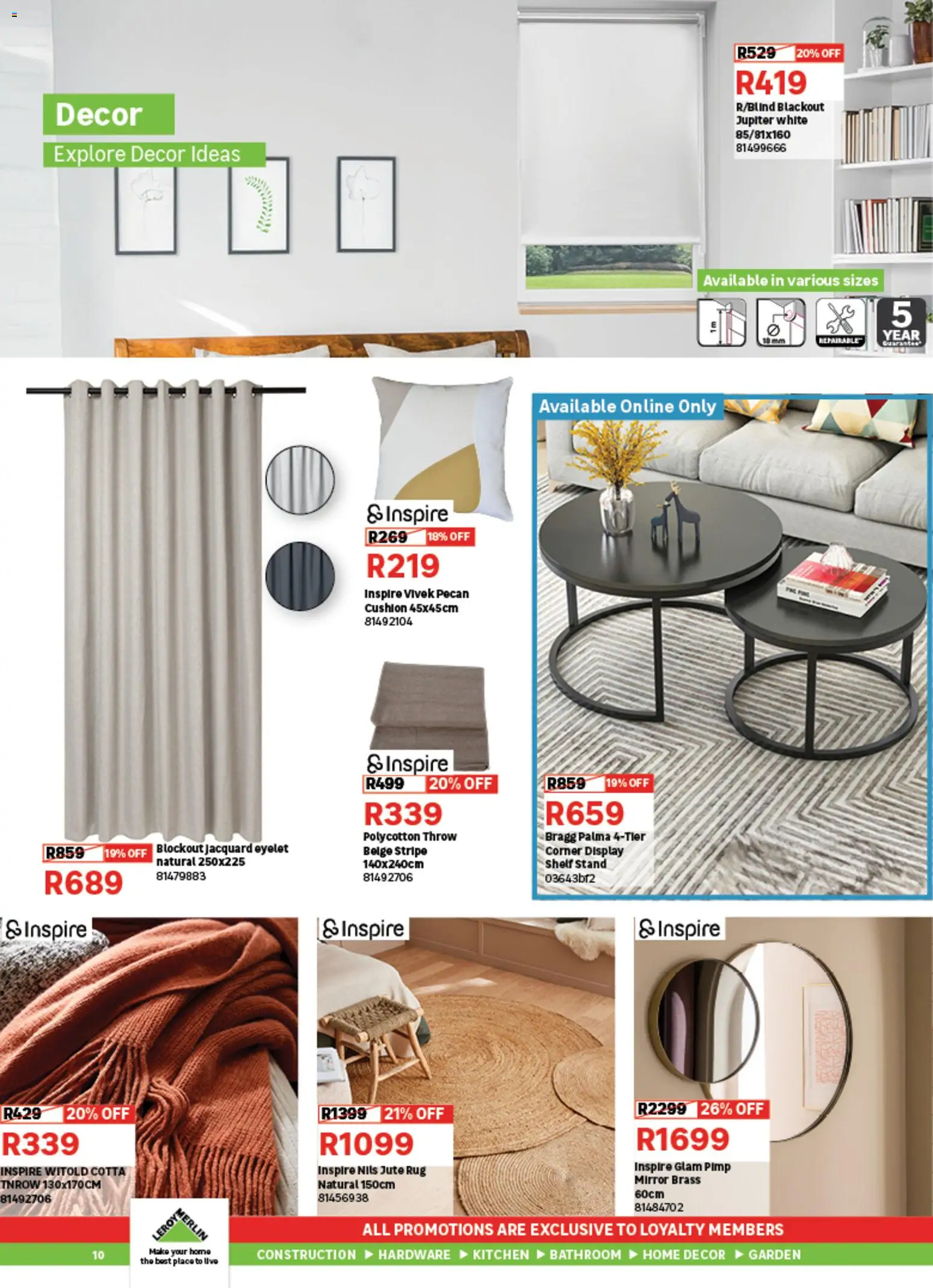 New Leroy Merlin catalogue – valid from 06.02.2026 | Page: 10 | Products: Cushion, Rug, Shelf, Mirror