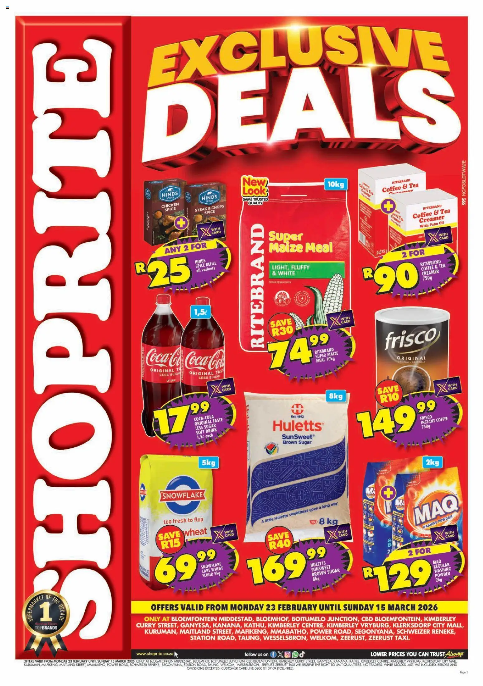 New Shoprite catalogue – valid from 23.02.2026 | Page: 1 | Products: Steak, Creamer, Tea, Sugar