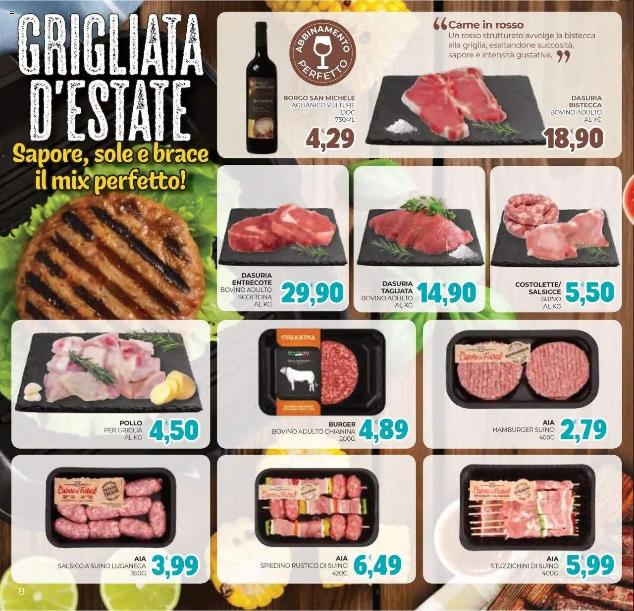 Volantino Eté del 05.08.2025 | Pagina: 8 | Prodotti: Pollo, Suino, Salsiccia, Griglia