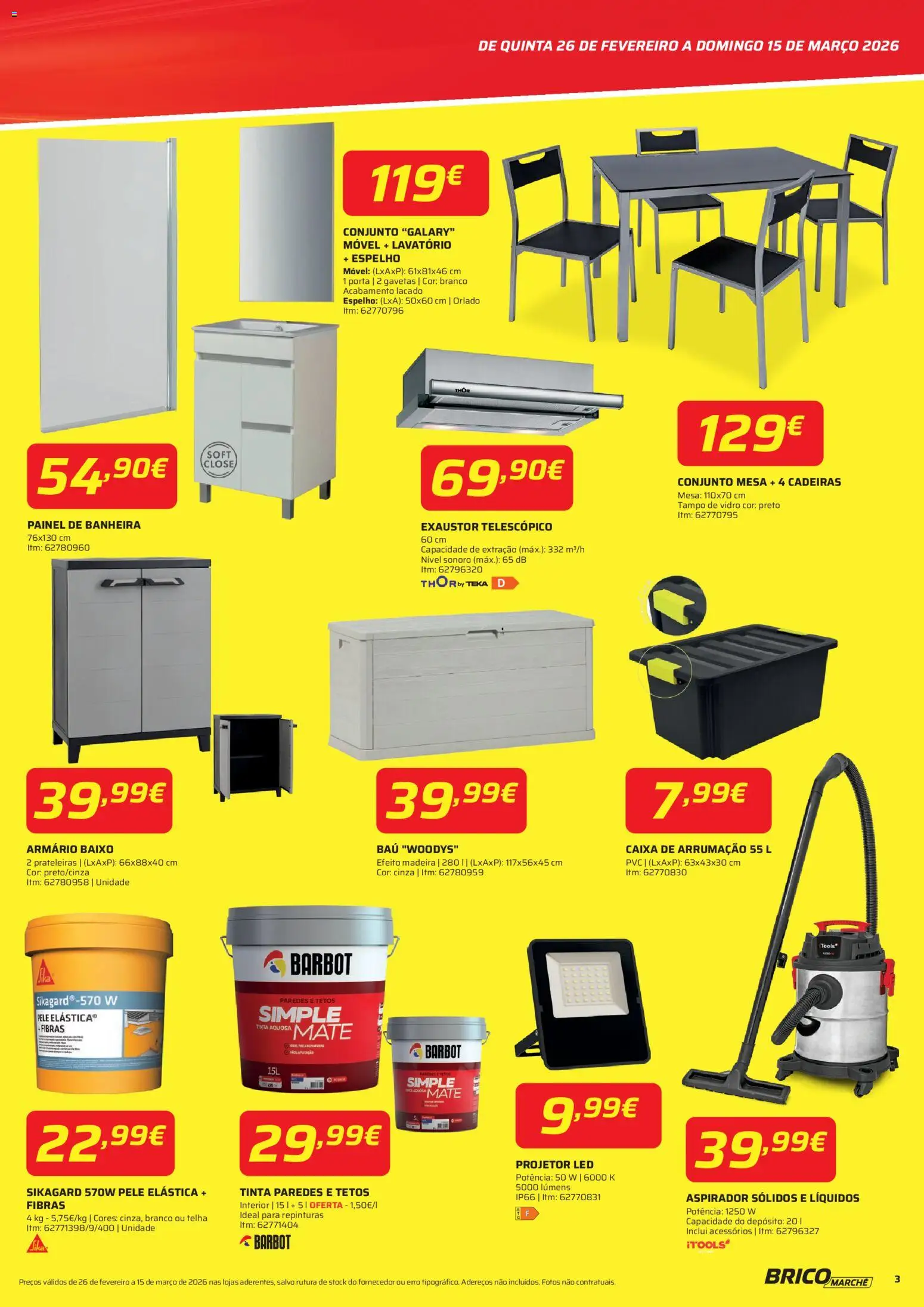 BricoMarché folheto │ válido de 26.02.2026 | Página: 3 | Produtos: Cadeiras, Aspirador, Caixa, Espelho