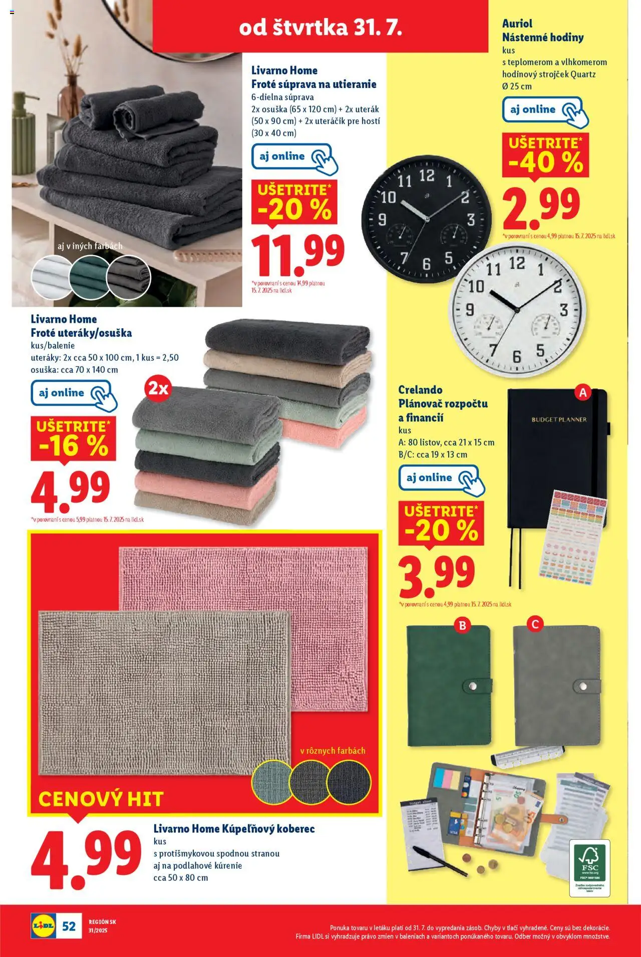 Lidl leták │ platný od 28.07.2025 | Strana: 76 | Produkty: Koberec, Nástenne hodiny, Hodiny, Strojček