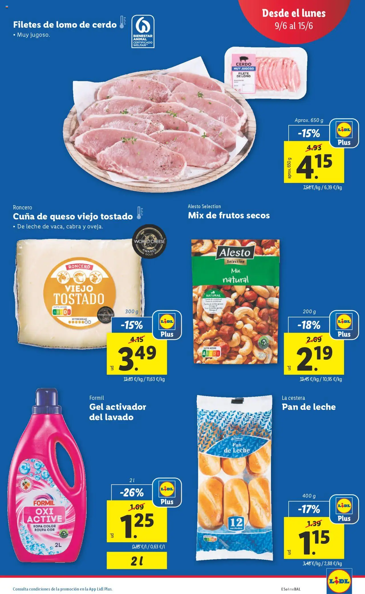 Lidl catálogo MAD │ válido desde el 09.06.2025 | Página: 15 | Productos: Leche, Pan, Cerdo, Pan de leche