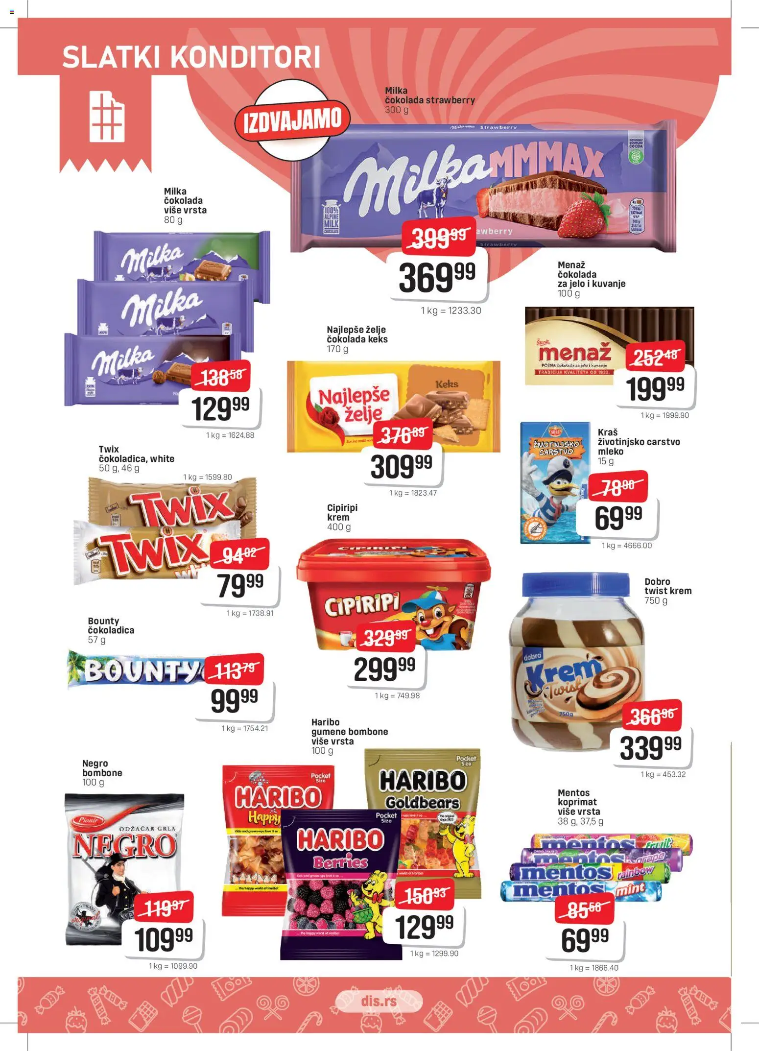 DIS katalog - važi od 12.03.2026 | Strana: 12 | Proizvode: Bombone, Milka, Gumene bombone, Čokolada