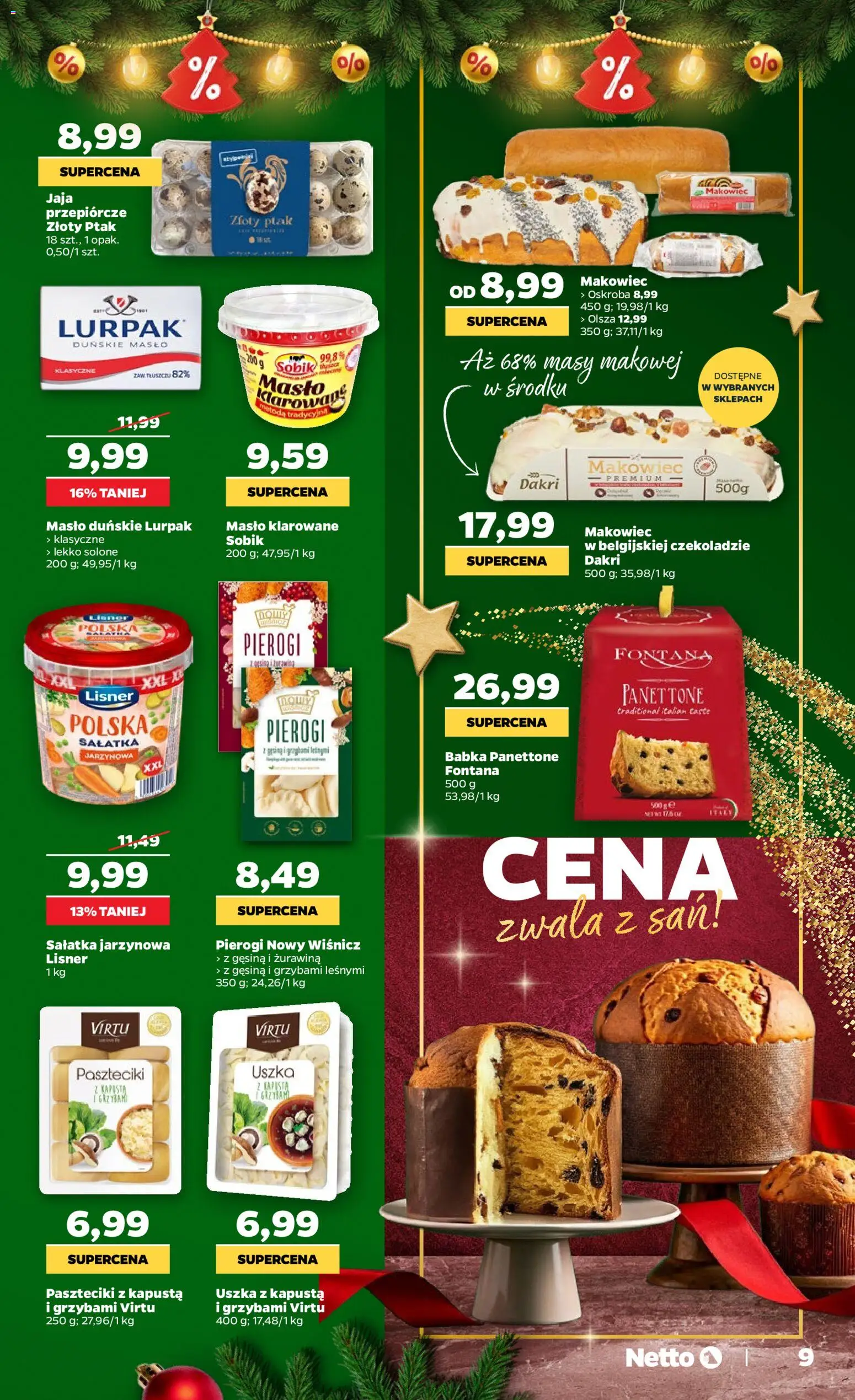 Netto gazetka - Świąteczne jedzenie od 04.12.2025 | Strona: 9 | Produkty: Kapusta, Uszka z kapustą i grzybami, Żurawina, Masło
