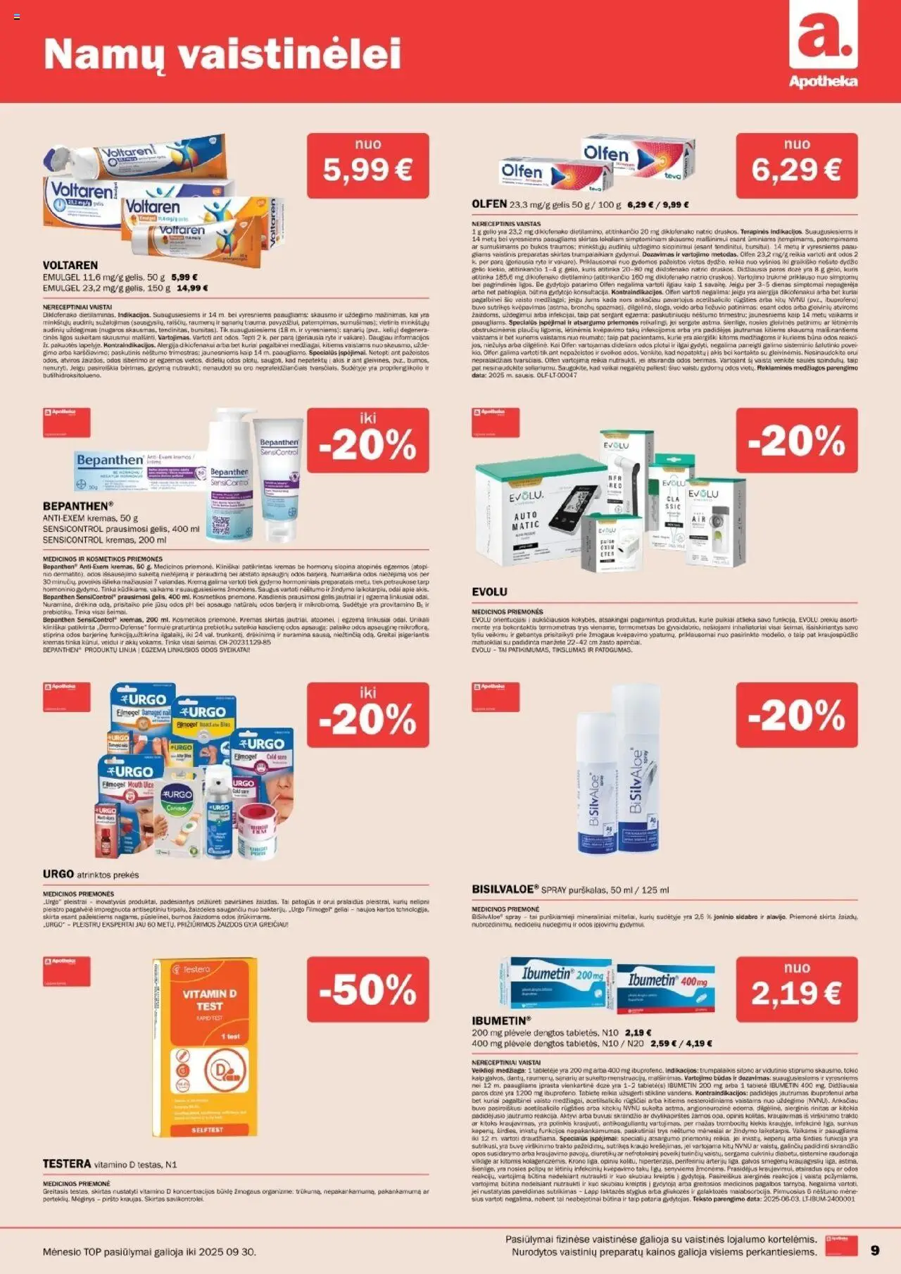 Apotheka akcijos nuo 01.09.2025 | Puslapis: 9 | Prekių: Pagalvėlė, Kremas, Termometras
