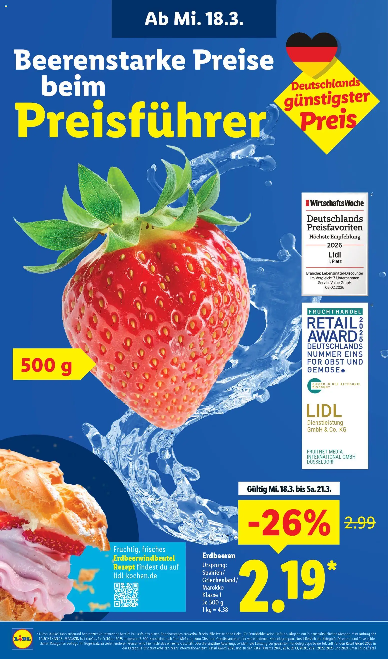 Lidl Prospekt – gültig ab 16.03.2026 | Seite: 2 | Produkte: Gemüse, Obst, Erdbeeren