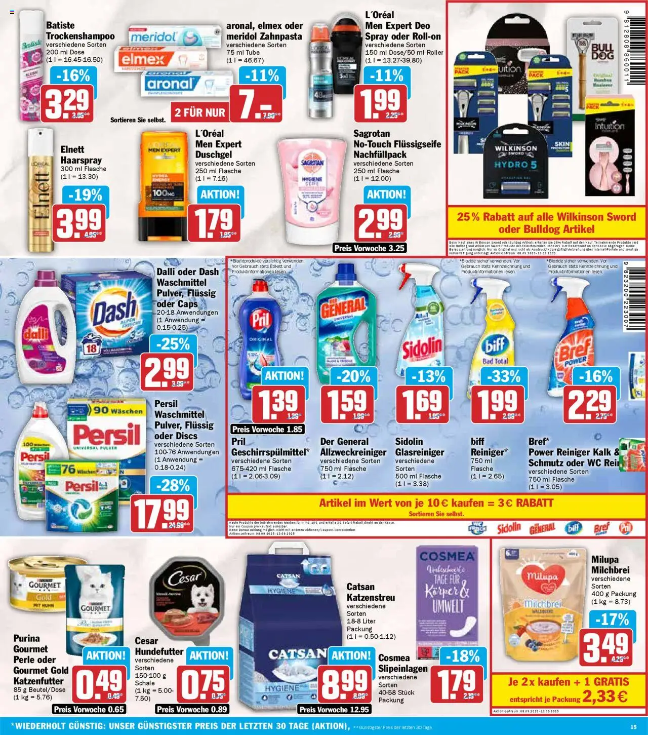 HIT - Wochenprospekt – gültig ab 08.09.2025 | Seite: 15 | Produkte: Catsan, Bad, Haarspray, Waschmittel