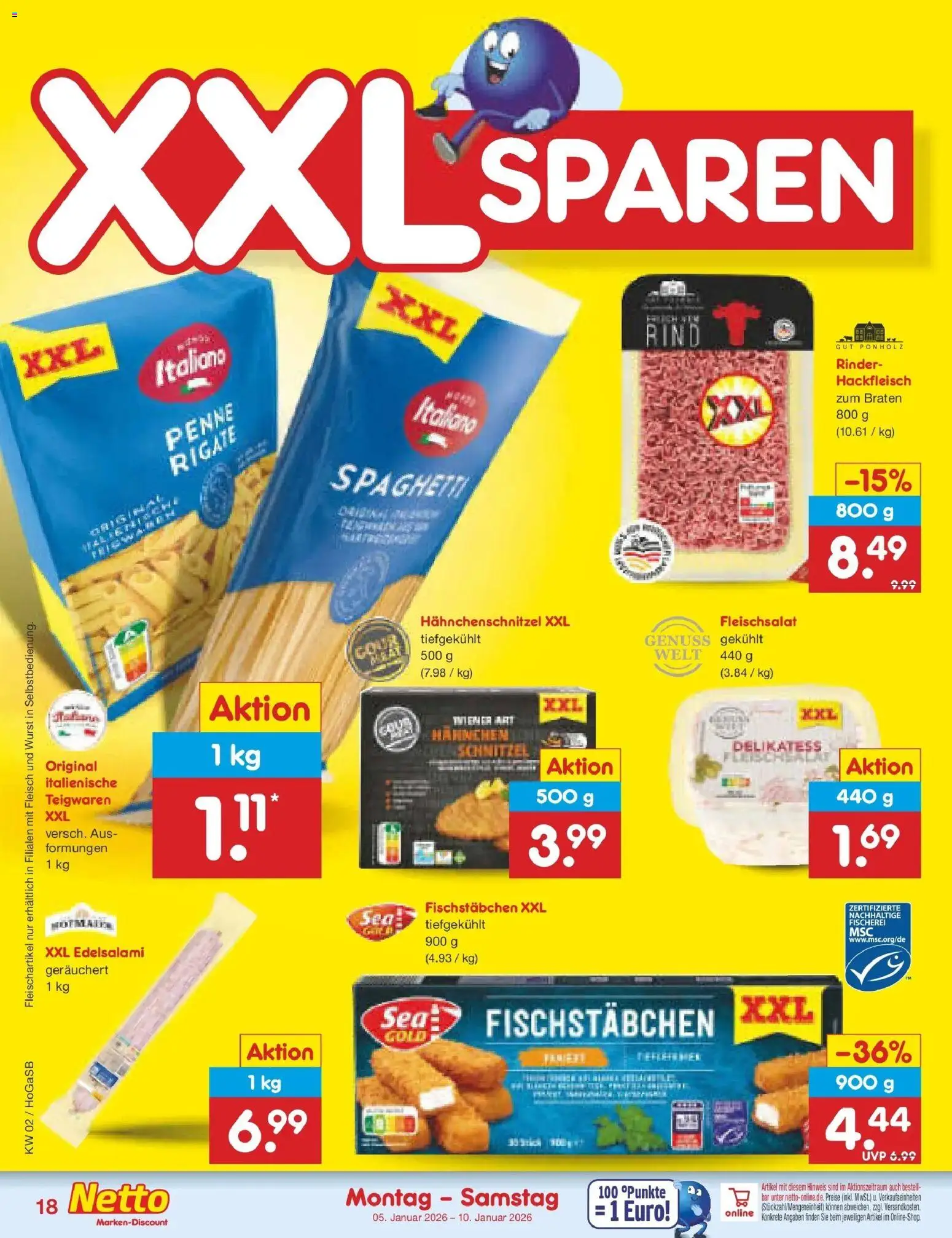 Netto Marken-Discount - Netto: Wochenangebote – gültig ab 05.01.2026 | Seite: 18 | Produkte: Schnitzel, Fischstabchen, Wurst, Hackfleisch
