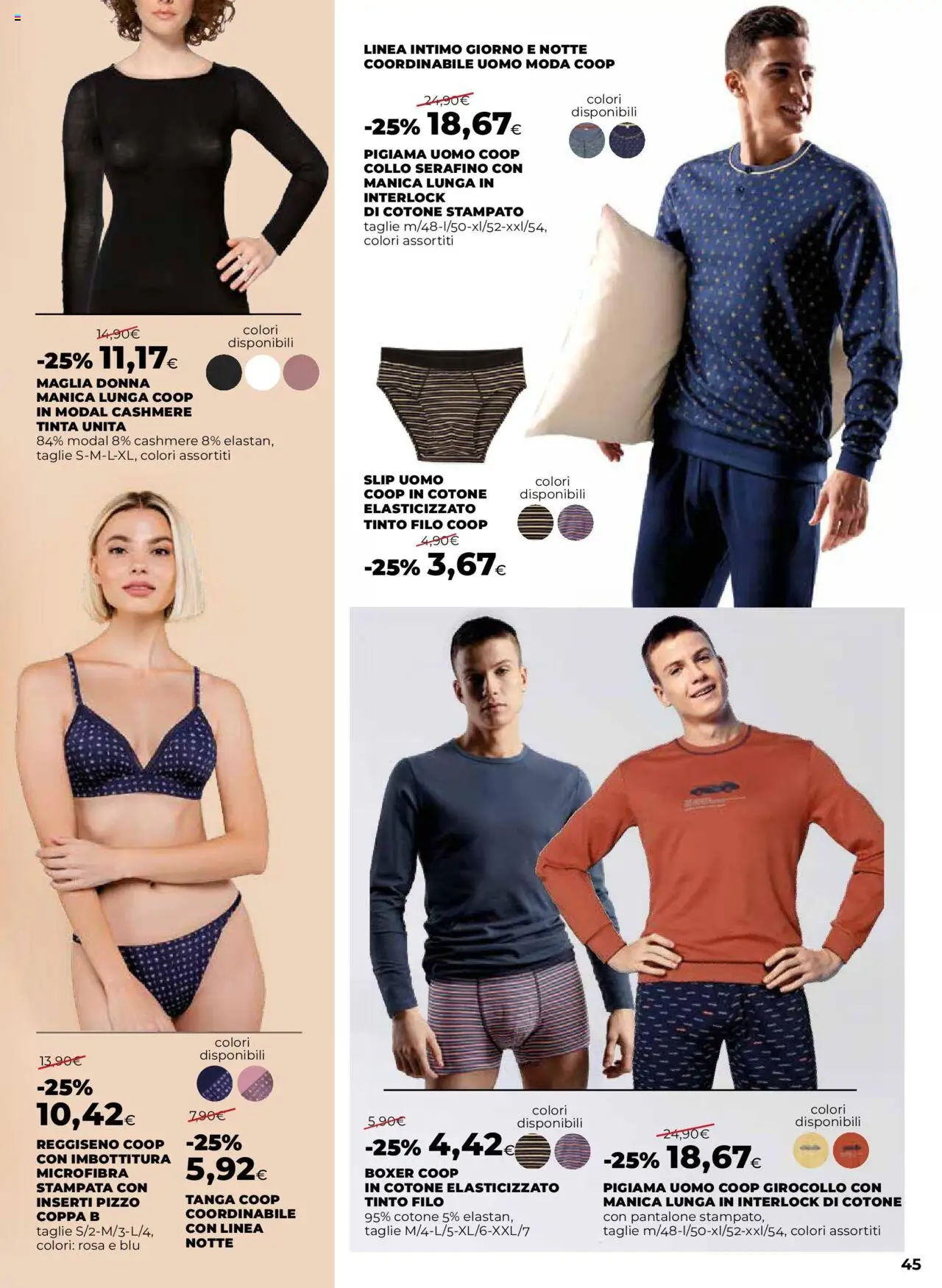 Volantino Ipercoop del 08.10.2025 | Pagina: 45 | Prodotti: Intimo, Reggiseno, Pigiama, Slip