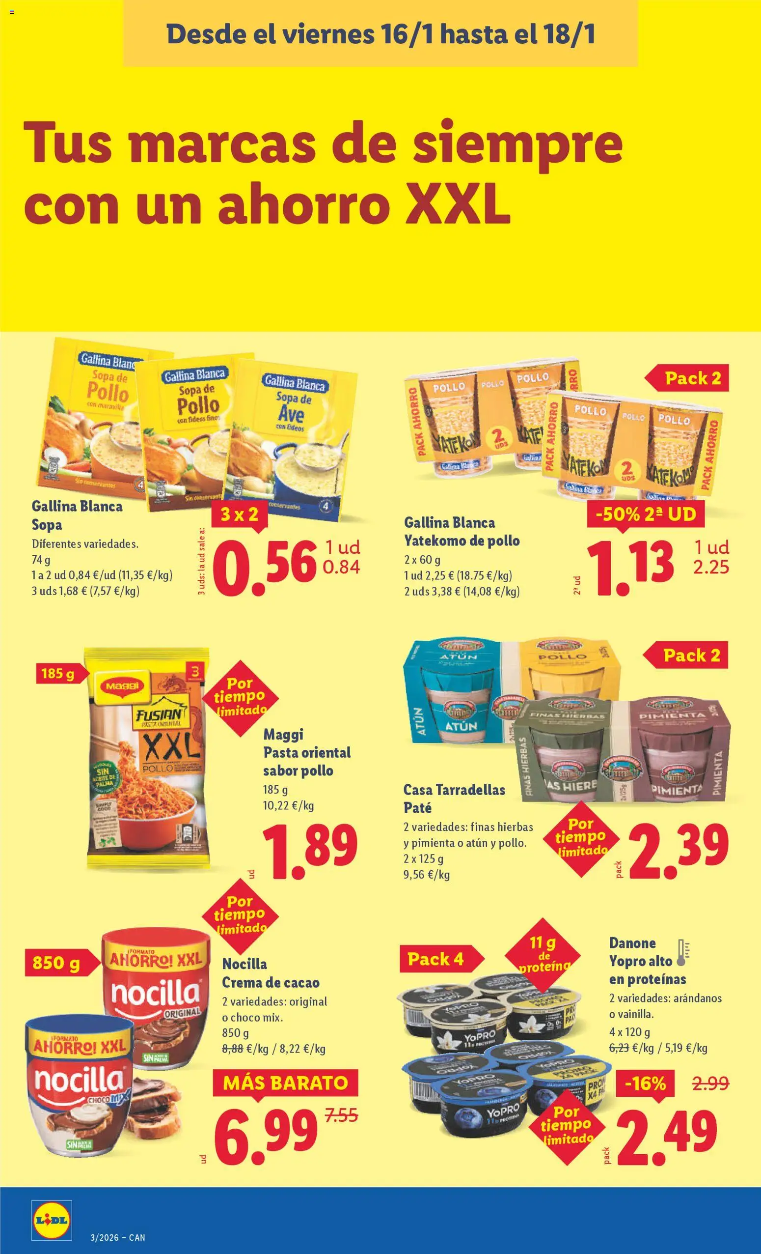 Lidl -Canarias │ válido desde el 12.01.2026 | Página: 24 | Productos: Paté, Fideos, Crema de cacao, Crema