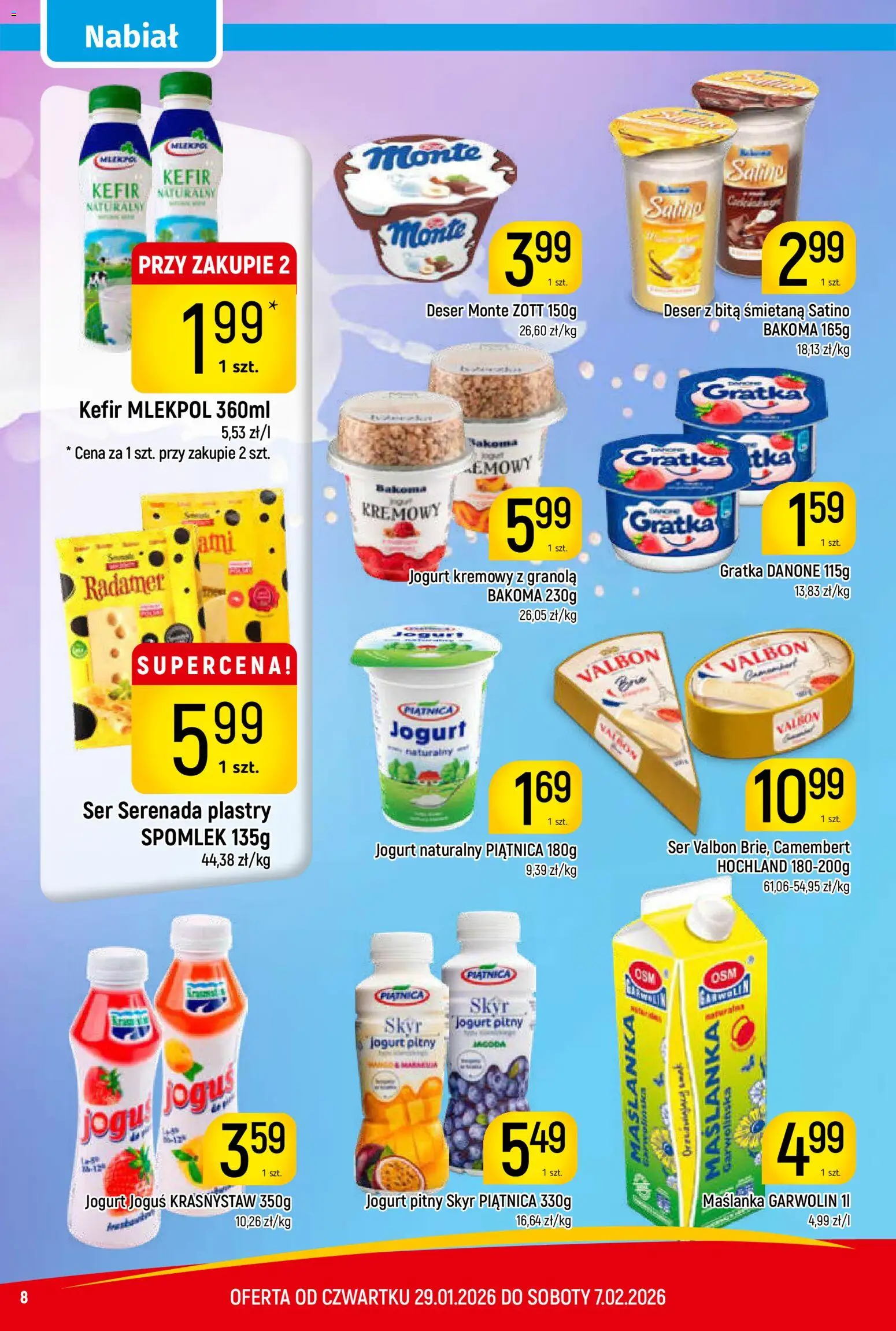 Piotruś Pan Gazetka od 29.01.2026 | Strona: 8 | Produkty: Granola, Skyr piątnica, Jogurt, Śmietana