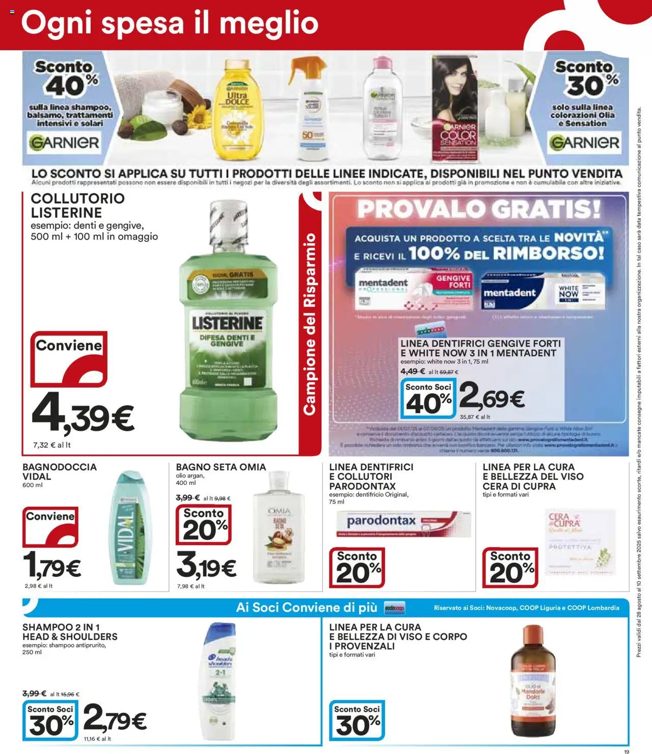 Volantino Ipercoop del 28.08.2025 | Pagina: 19 | Prodotti: Shampoo, Dentifricio, Collutorio, Data