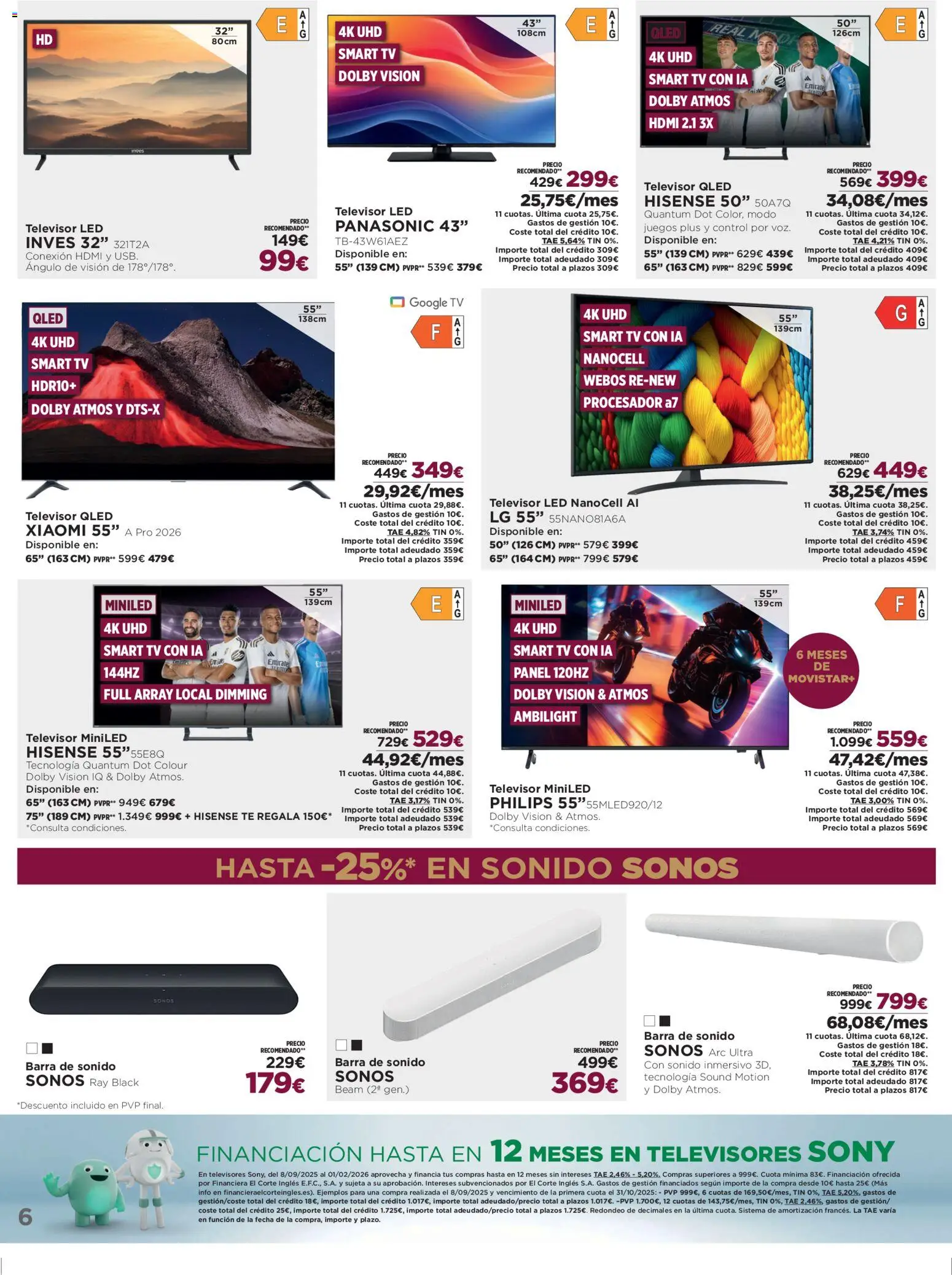 El Corte Inglés ofertas │ válido desde el 02.12.2025 | Página: 6 | Productos: Καλαμάρι, Té, Televisor