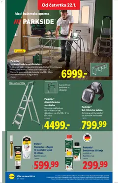Parkside® Aluminijumske merdevine, Dimenzije rasklopljene: cca 44 x 143 x 88 cm; sklopljene: cca 44 x 160 x 12 cm (Š x V x D) - pregled Lidl kataloga - važi od 22.01.2026 | Strana: 54