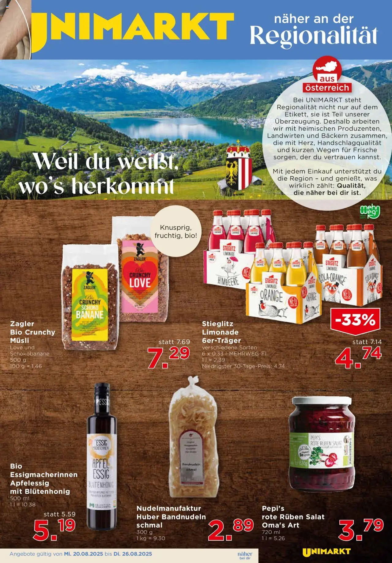 Unimarkt  Zentralraum gültig ab 20.08.2025 | Seite: 7 | Produkte: Salat, Himbeere, Äpfel