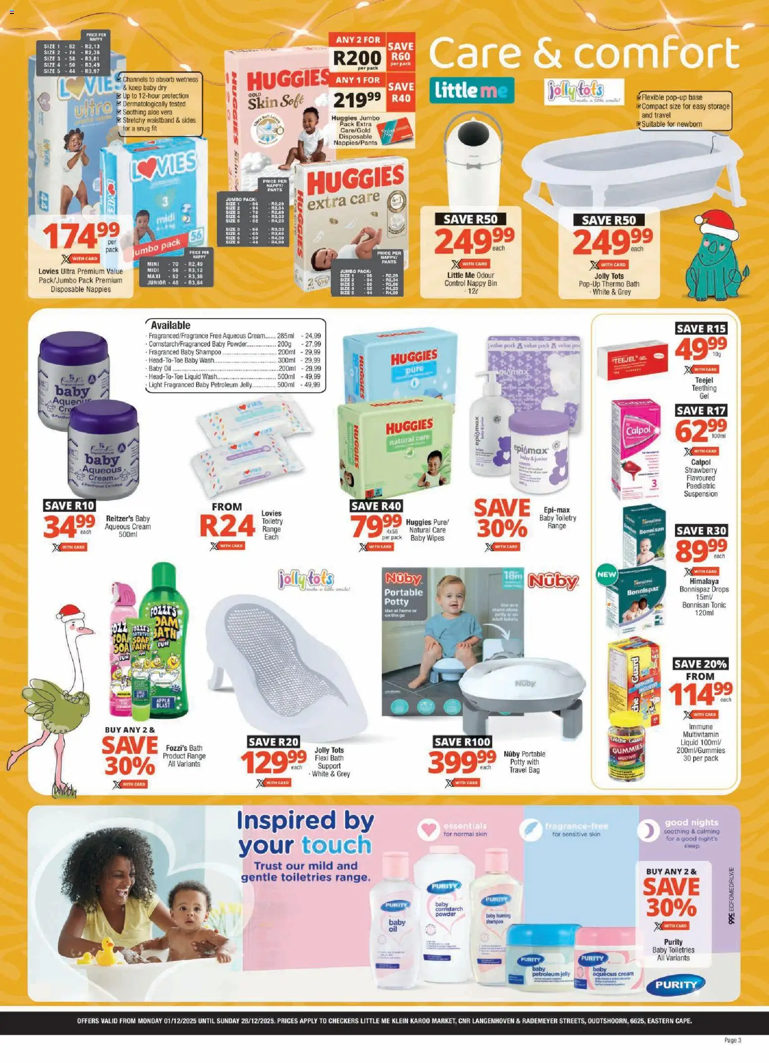 New Checkers catalogue – valid from 01.12.2025 | Page: 3 | Products: Travel bag, Powder, Rice, Shampoo