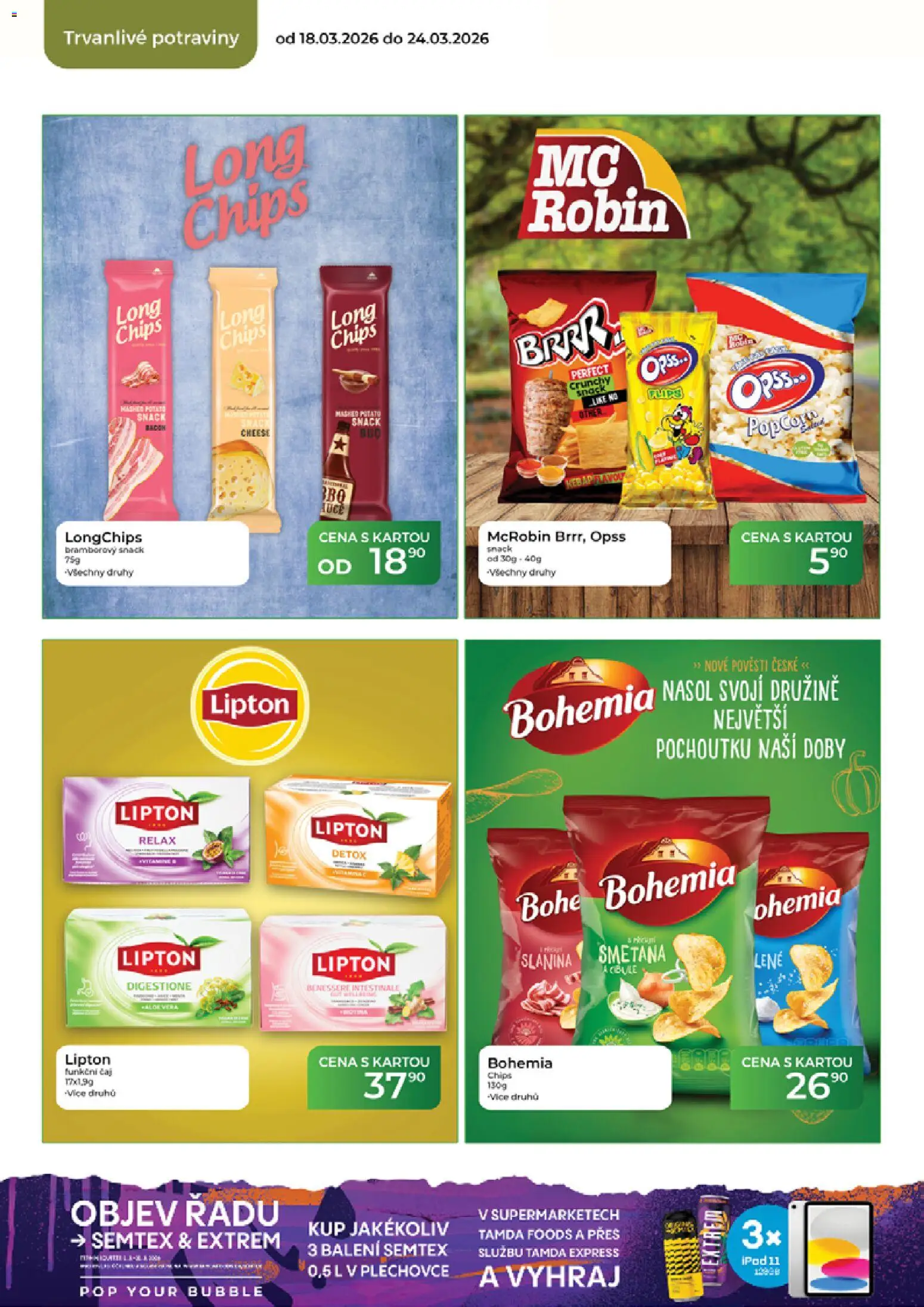 Tamda Foods leták od 18.03.2026 | Strana: 38 | Produkty: Long chips, Čaj, Smetana, Potraviny