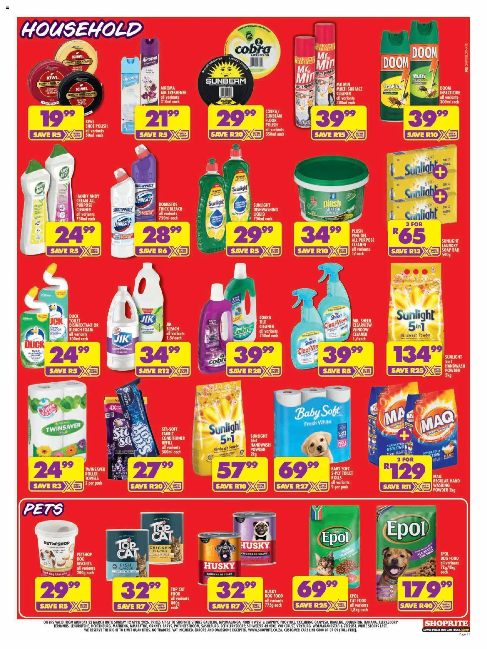 New Shoprite catalogue – valid from 23.03.2026 | Page: 11 | Products: Handwash, Wax, Powder, Gravy