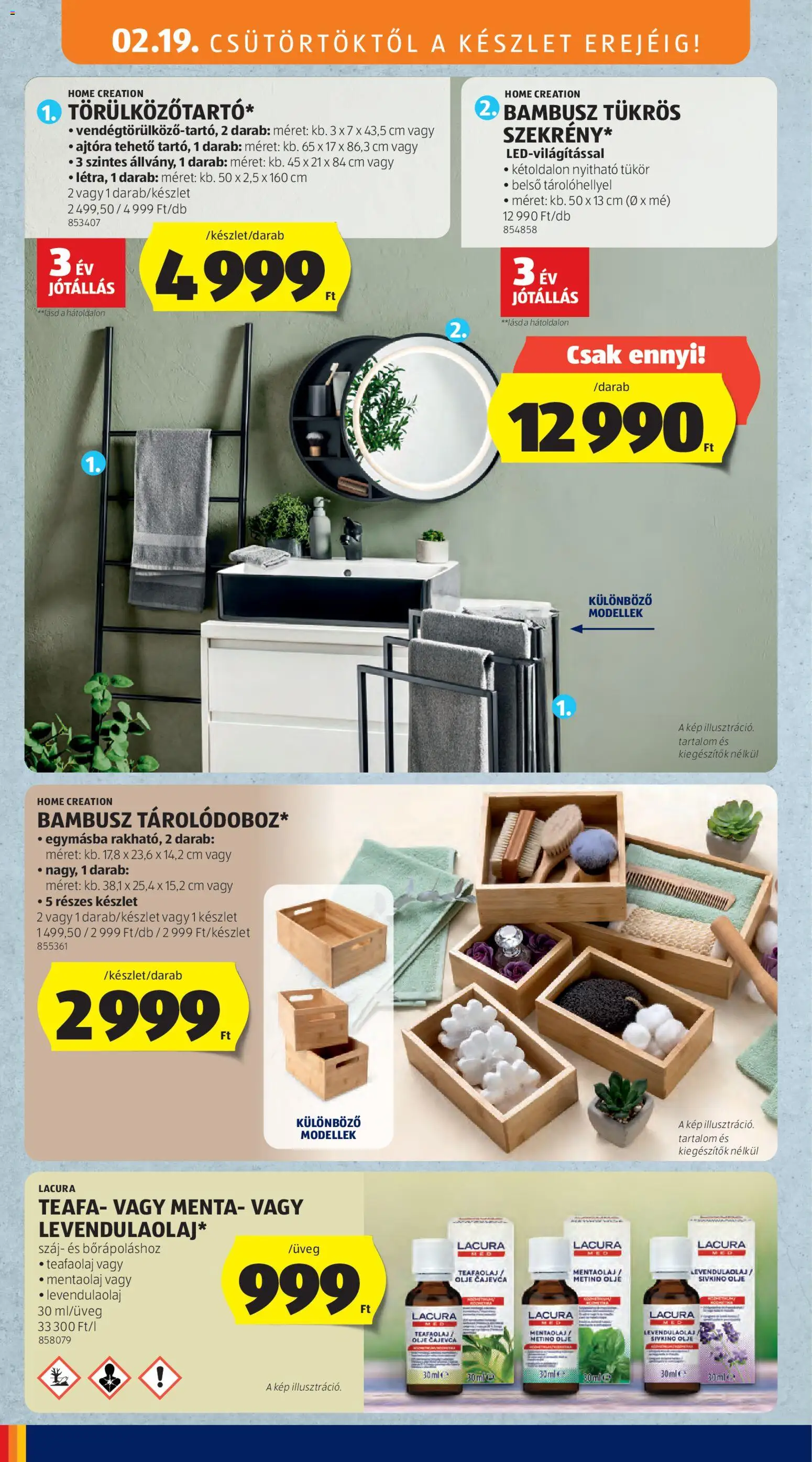 Aldi akciós ujság - amely érvényes a következő dátumtól: 19.02.2026 | Oldal: 24 | Termékek: Teafaolaj, Tükör