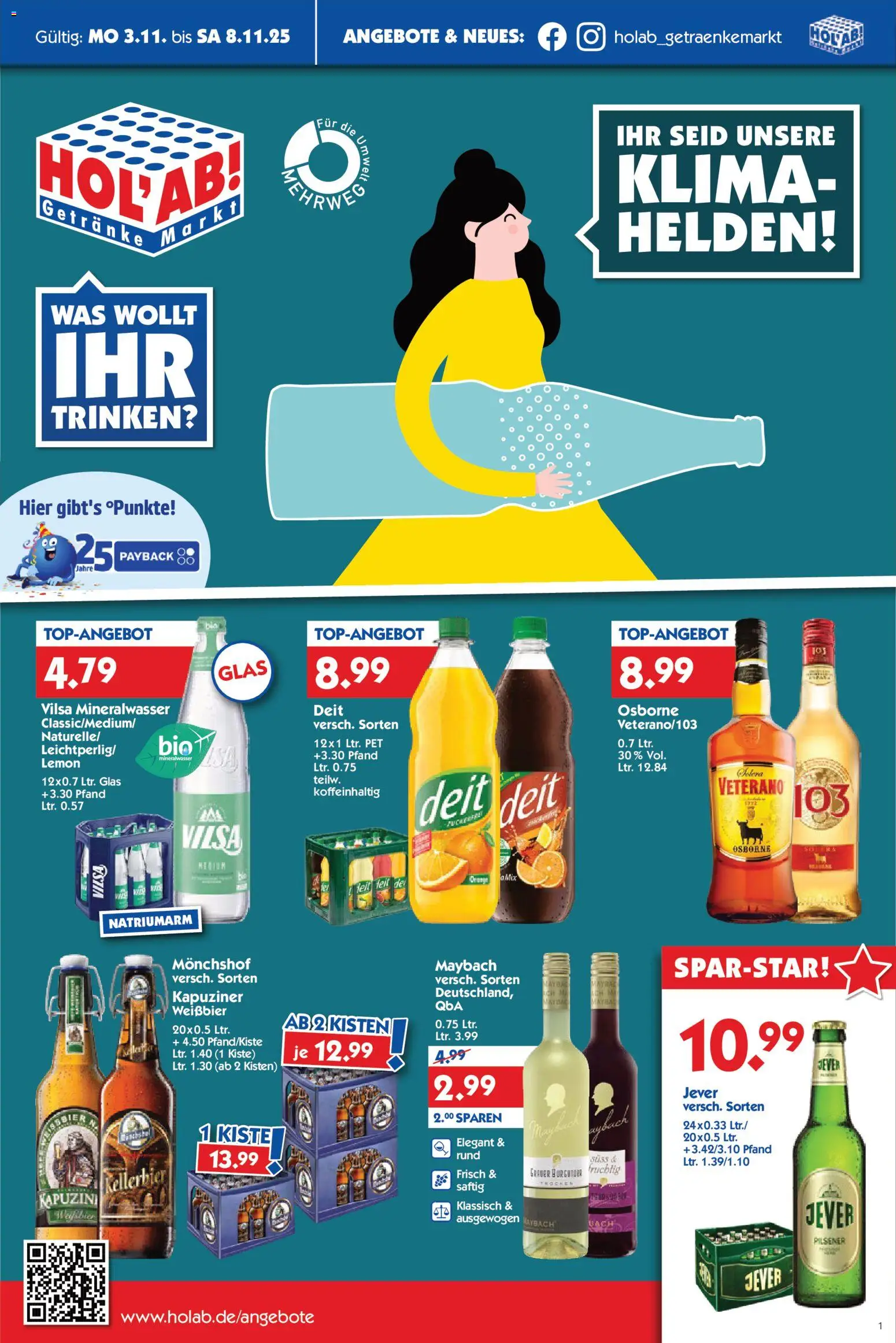 HOL’AB! Prospekt 	 – gültig ab 03.11.2025 | Seite: 1 | Produkte: Monchshof, Osborne, Mineralwasser, Jever