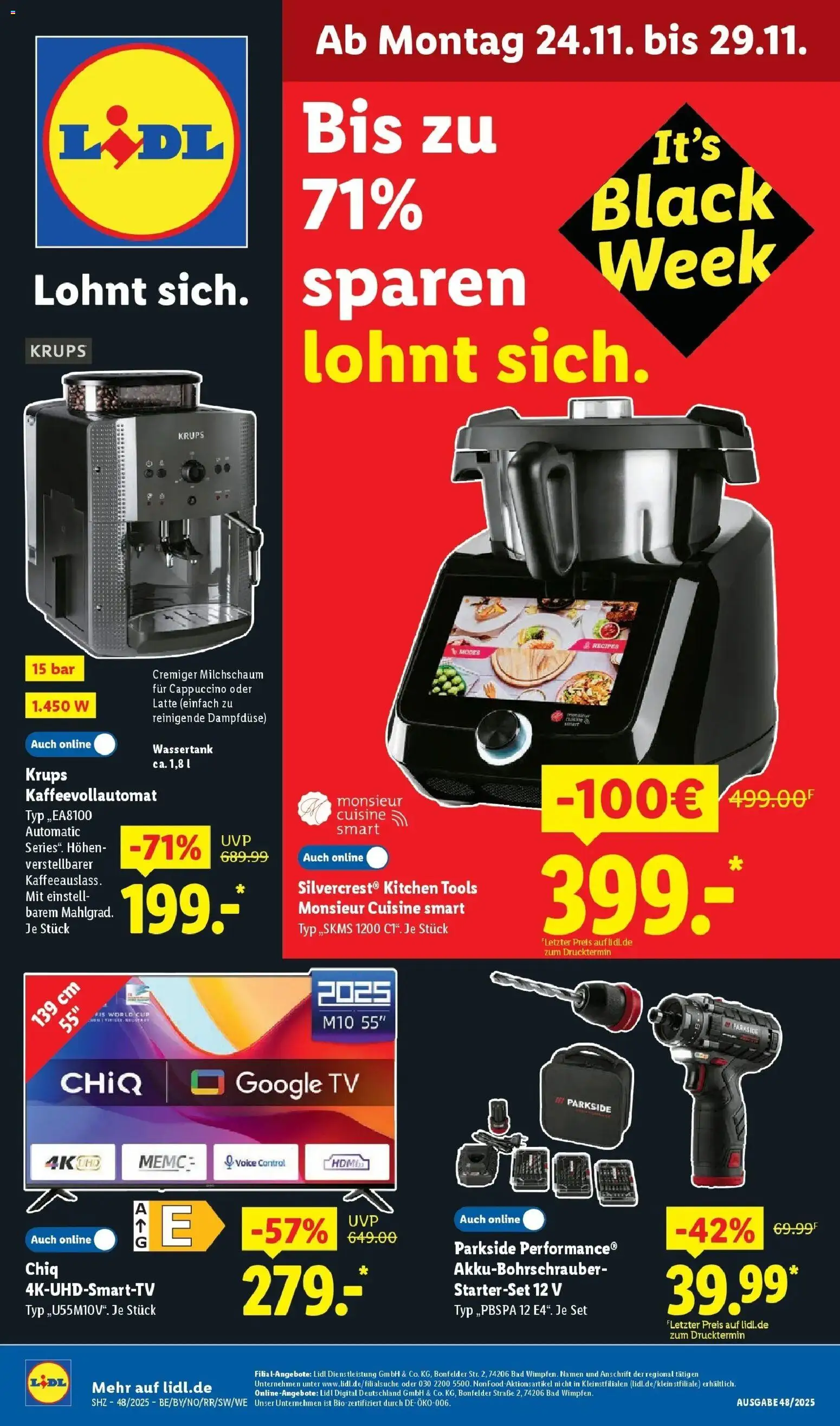 Lidl Prospekt Mahlow – gültig ab 23.11.2025 | Seite: 1 | Produkte: Krups, Bad, Kaffeevollautomat, TV