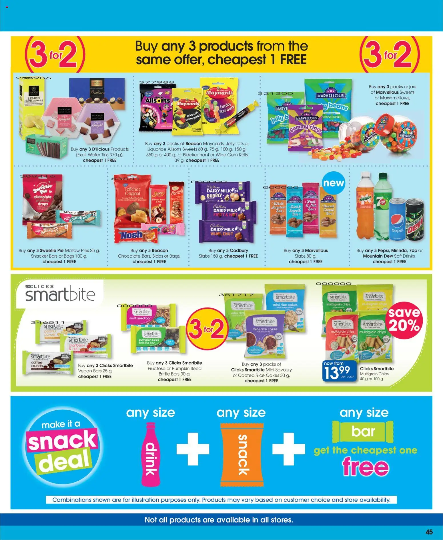 New Clicks catalogue – valid from 13.01.2026 | Page: 45 | Products: Beans, Wine, Rice, Chips