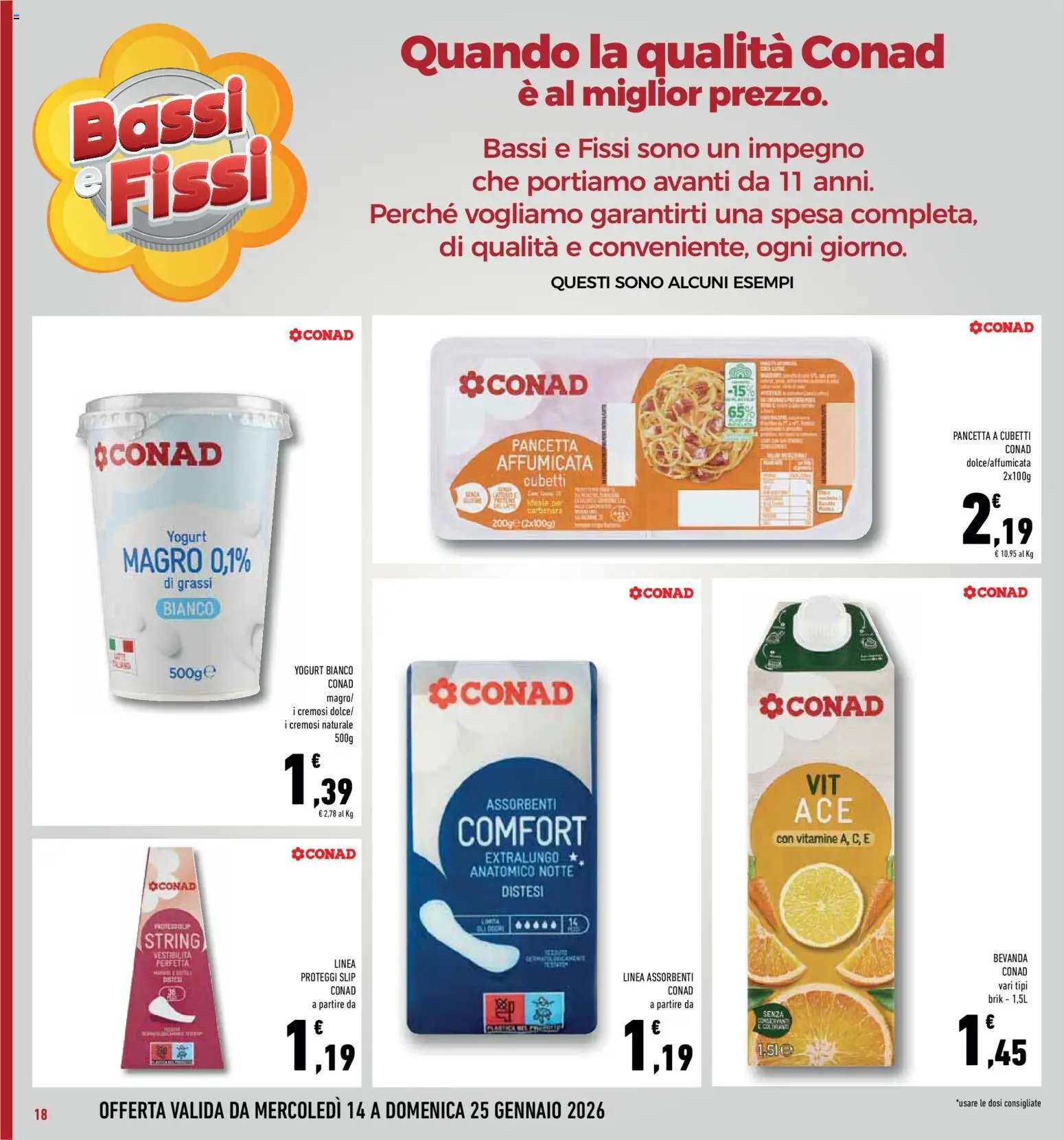 Volantino Conad del 14.01.2026 | Pagina: 18 | Prodotti: Yogurt, Proteggi slip, Pancetta, Slip