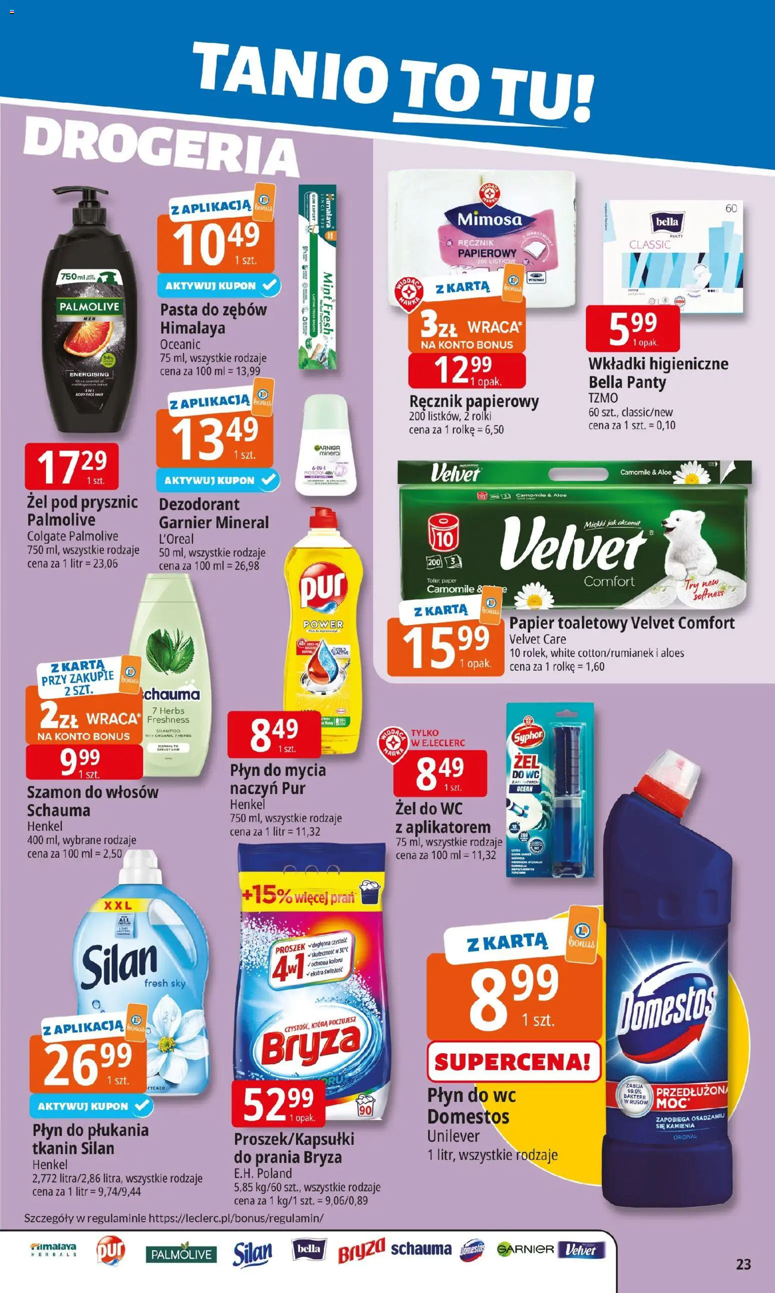 E.Leclerc Gazetka - Zamość od 19.01.2026 | Strona: 23 | Produkty: Drogeria, Rolki, Dezodorant, Pasta do zębów