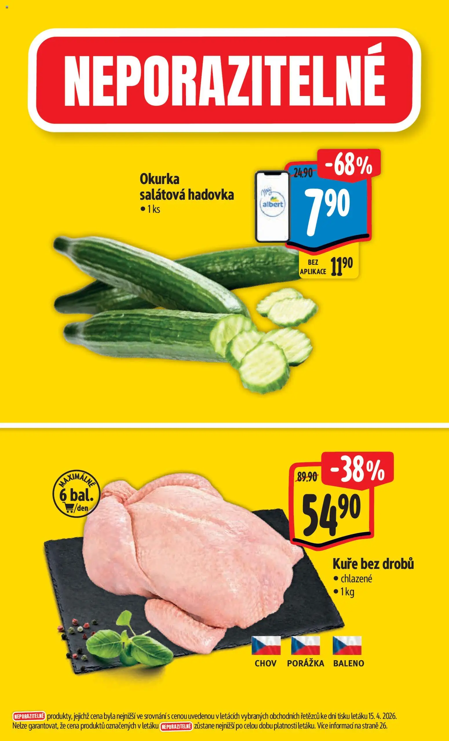 Albert leták - Hypermarket od 22.04.2026 | Strana: 2 | Produkty: Kuře, Okurka