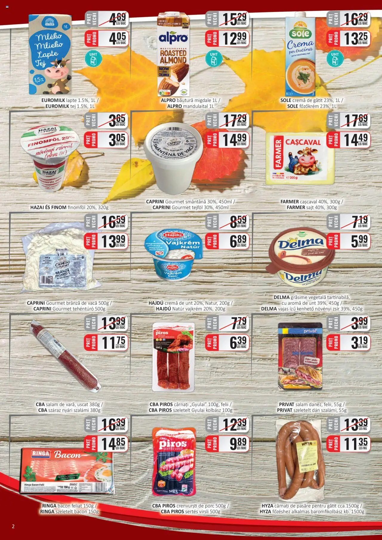 Noul catalog CBA – valabil de la 01.10.2025 | Pagină: 2 | Produse: Bacon, Migdale, Salam, Smântână