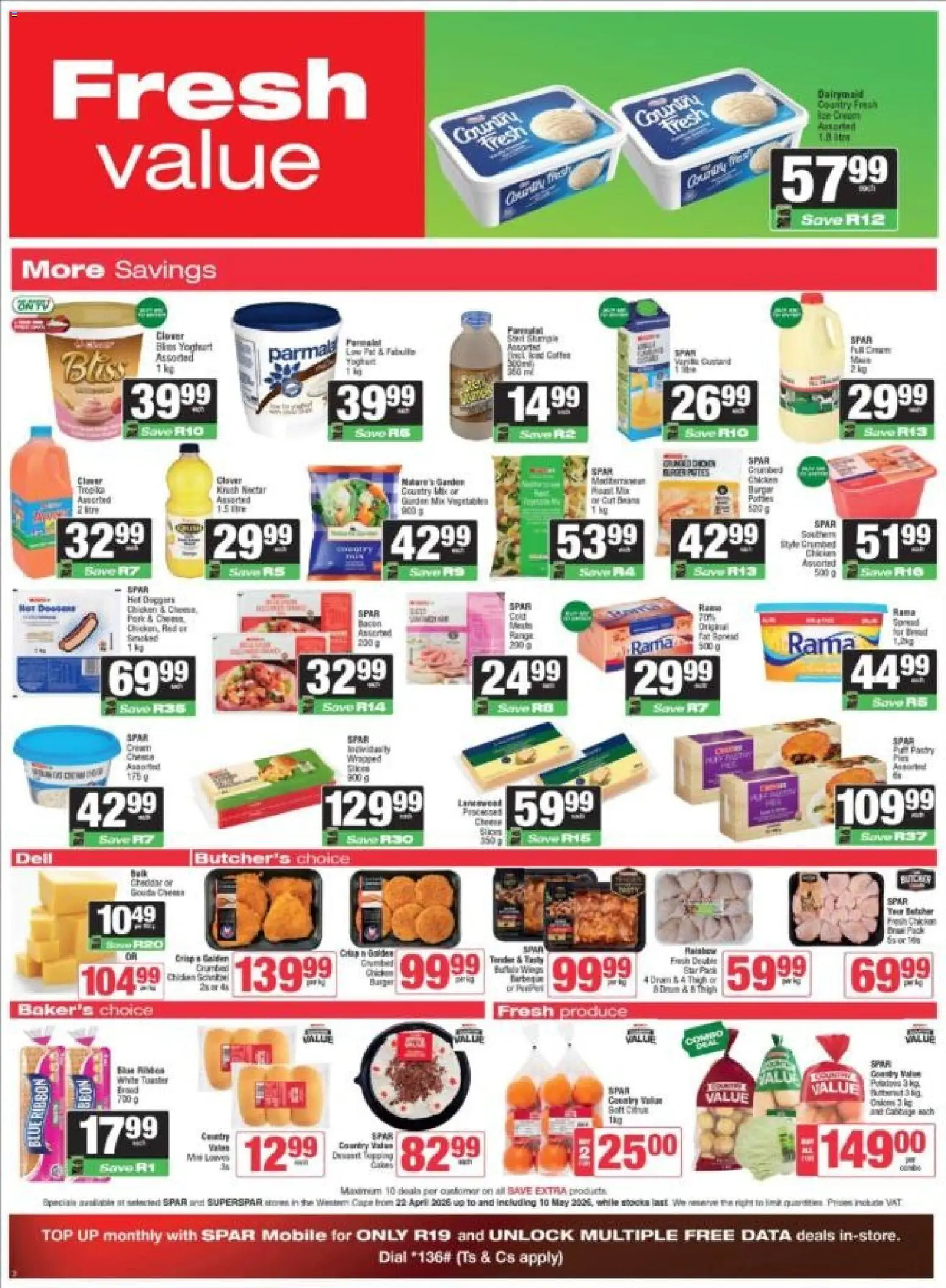 New Superspar catalogue – valid from 22.04.2026 | Page: 2 | Products: Data, Yoghurt, Toaster, Bacon