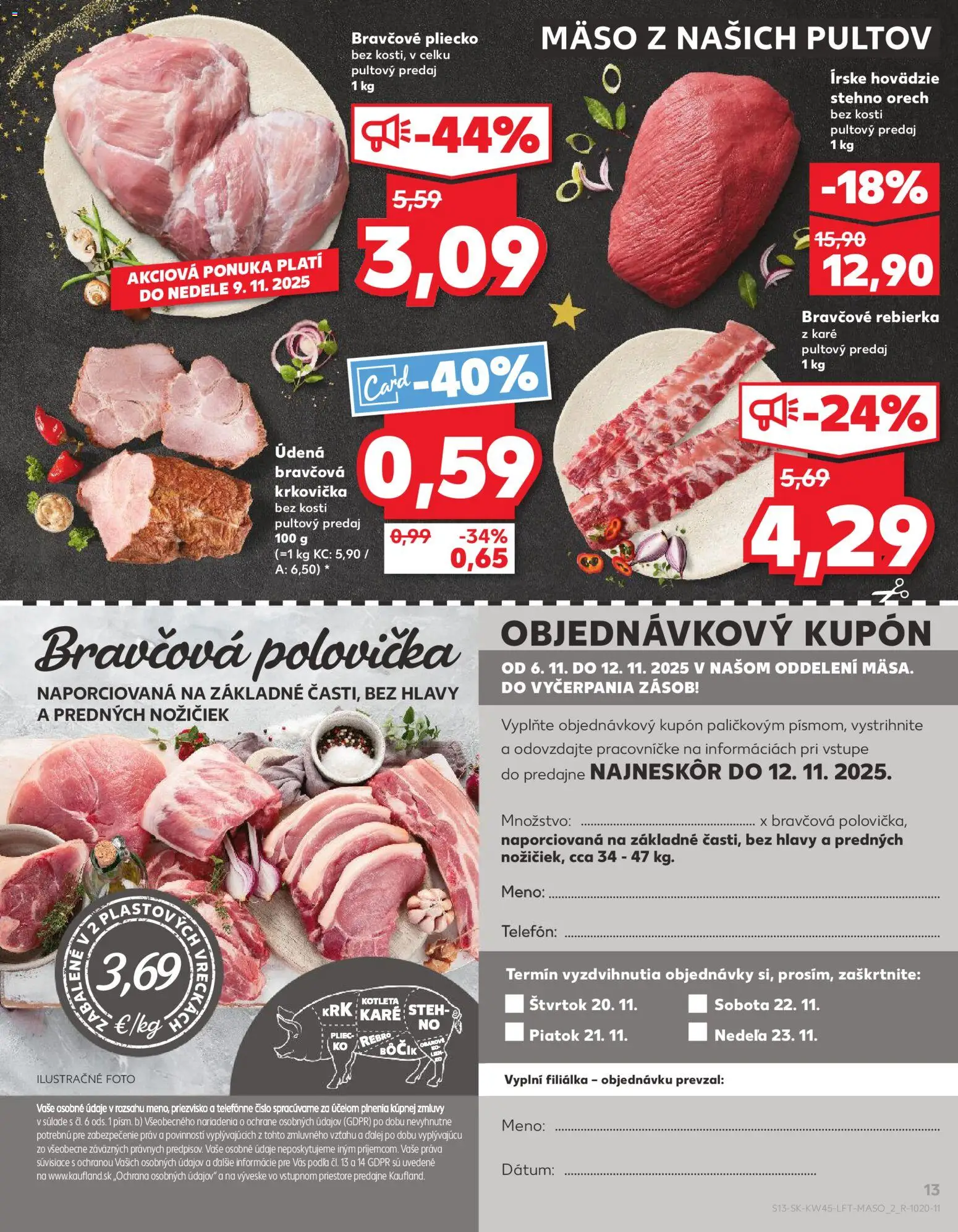 Nové Kaufland akcie – leták je platný od 06.11.2025 | Strana: 13 | Produkty: Telefón, Bravčová krkovička, Krkovička