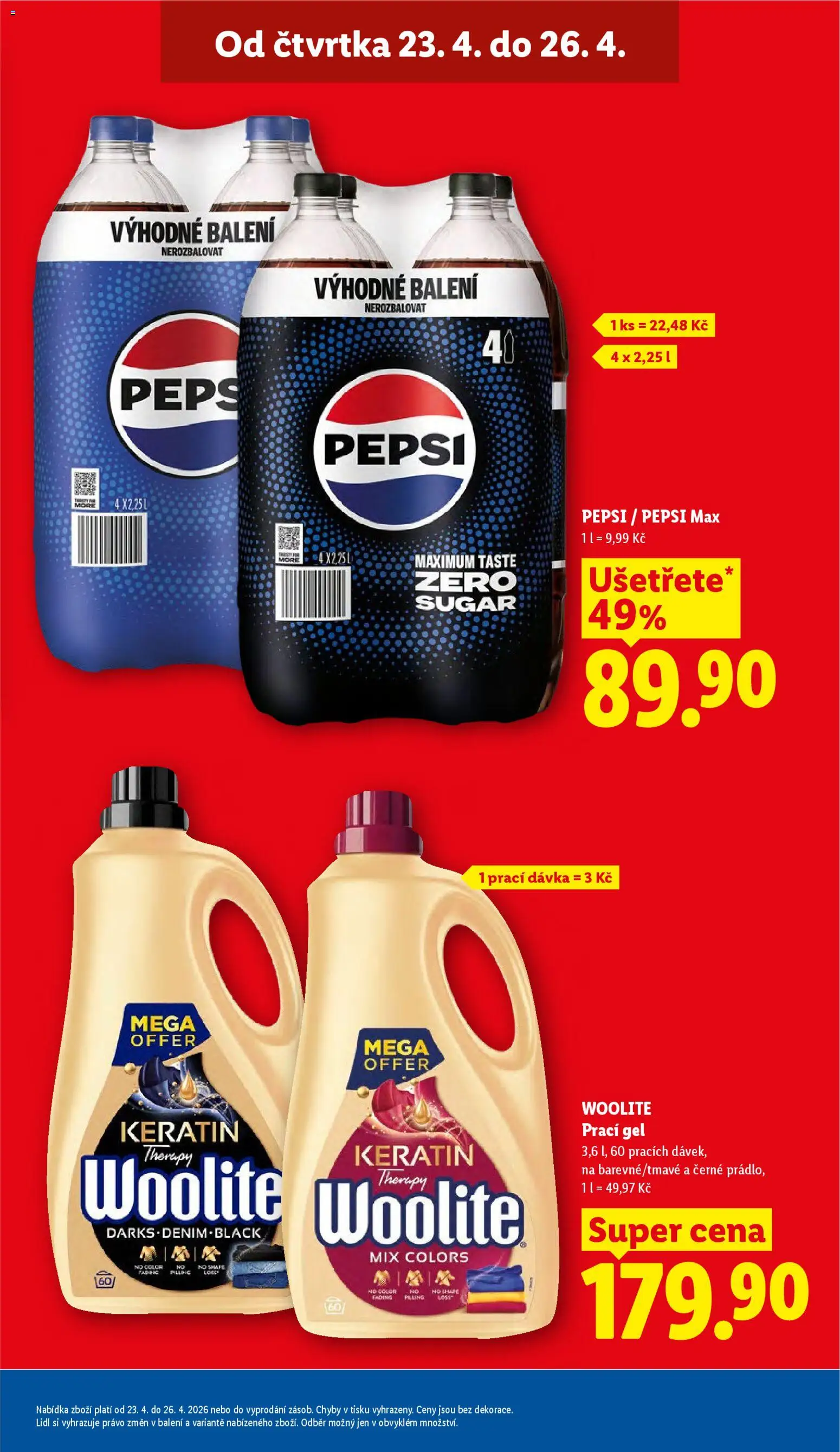Lidl leták od 23.04.2026 | Strana: 5 | Produkty: Prací gel, Pepsi, Woolite, Pepsi Max