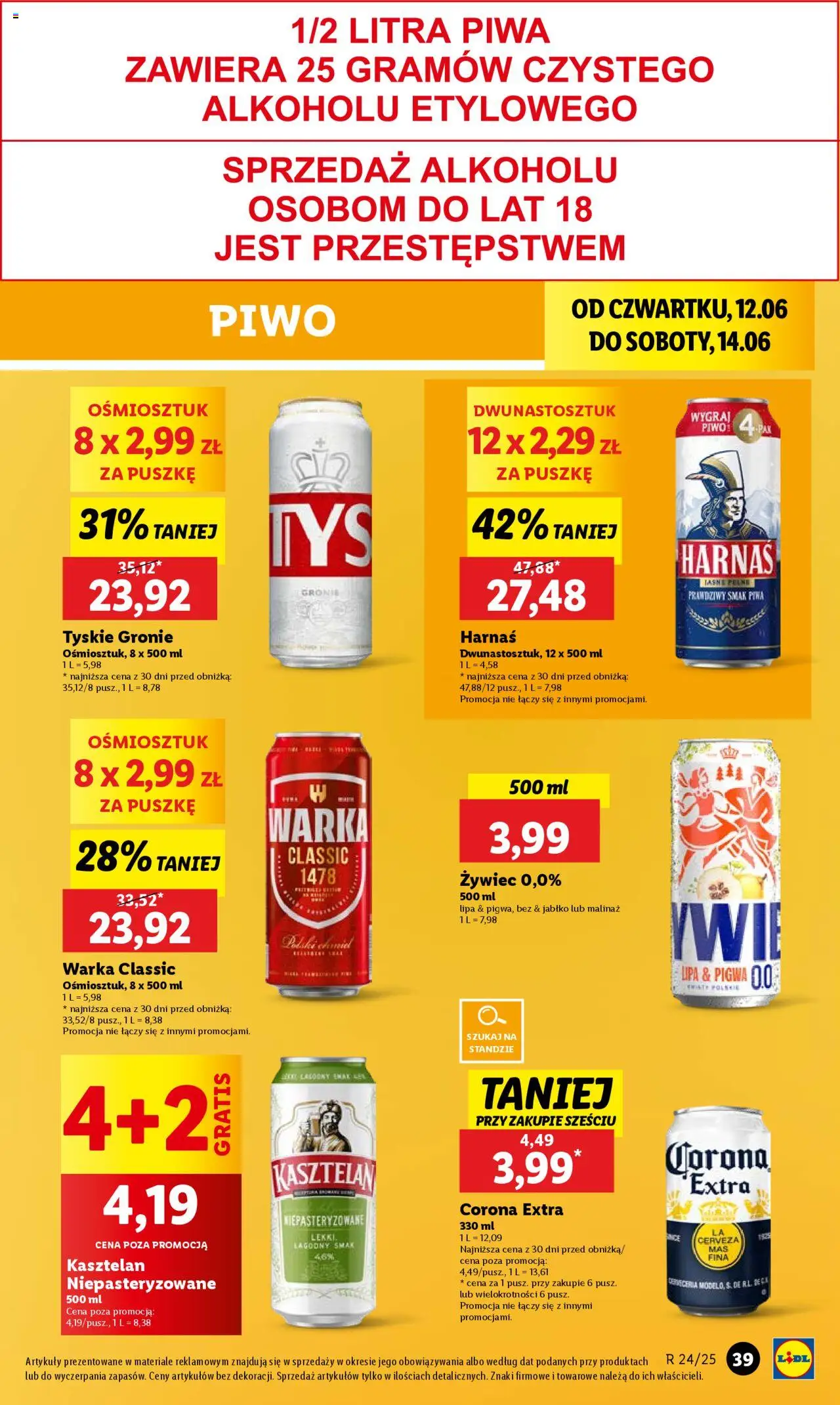 Lidl Gazetka od 12.06.2025 | Strona: 41 | Produkty: Pigwa, Warka, Tyskie, Harnaś