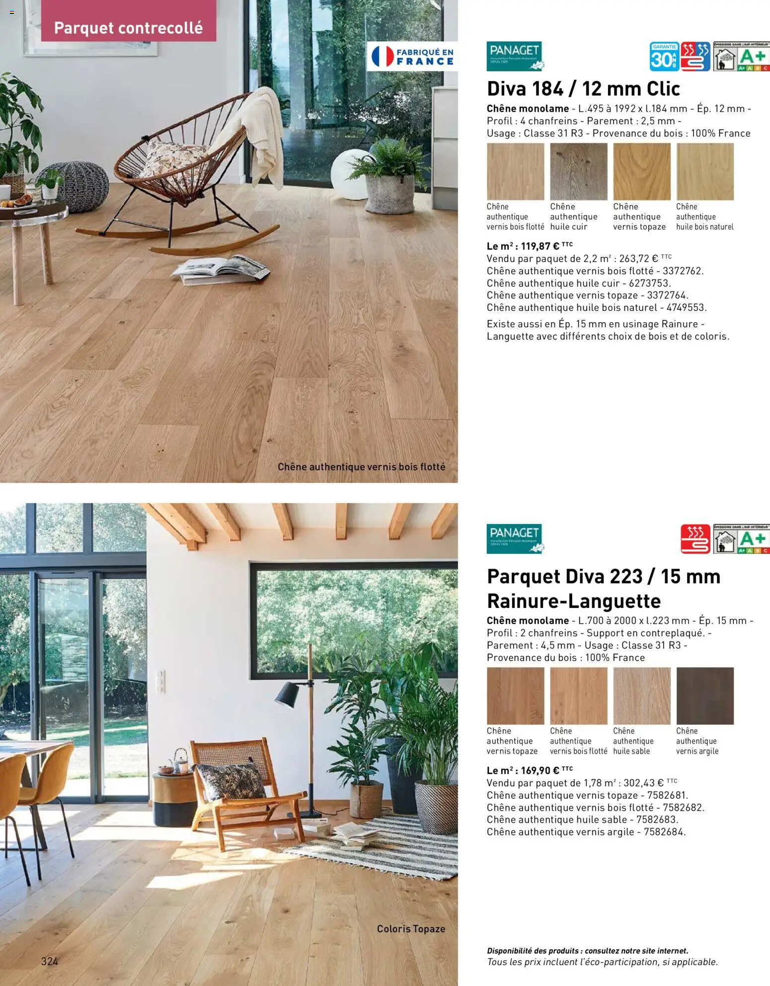 {H1} | Page: 324 | Produits: Argile, Parquet, Huile