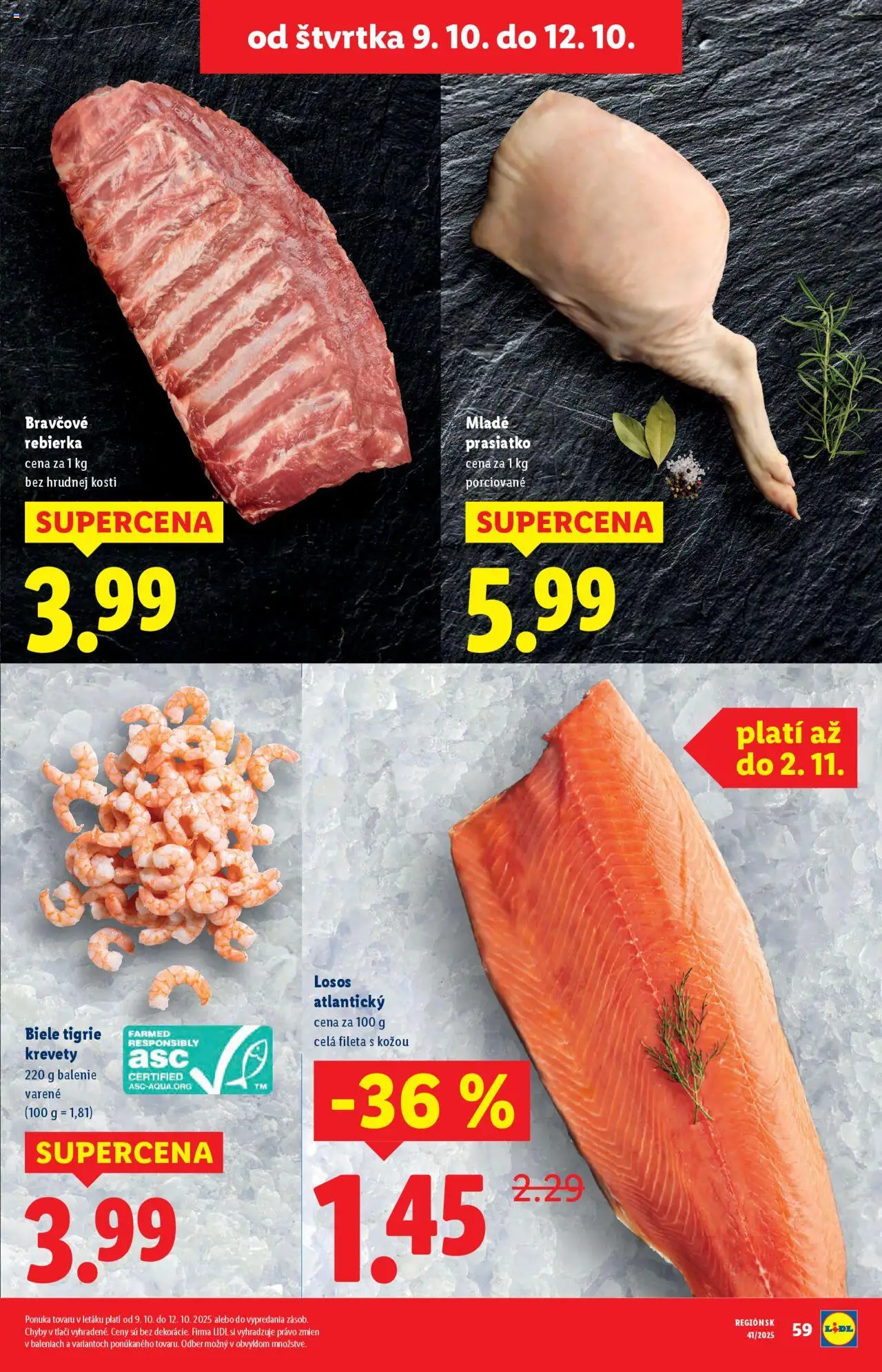 Nové Lidl akcie – leták je platný od 09.10.2025 | Strana: 15 | Produkty: Krevety, Losos