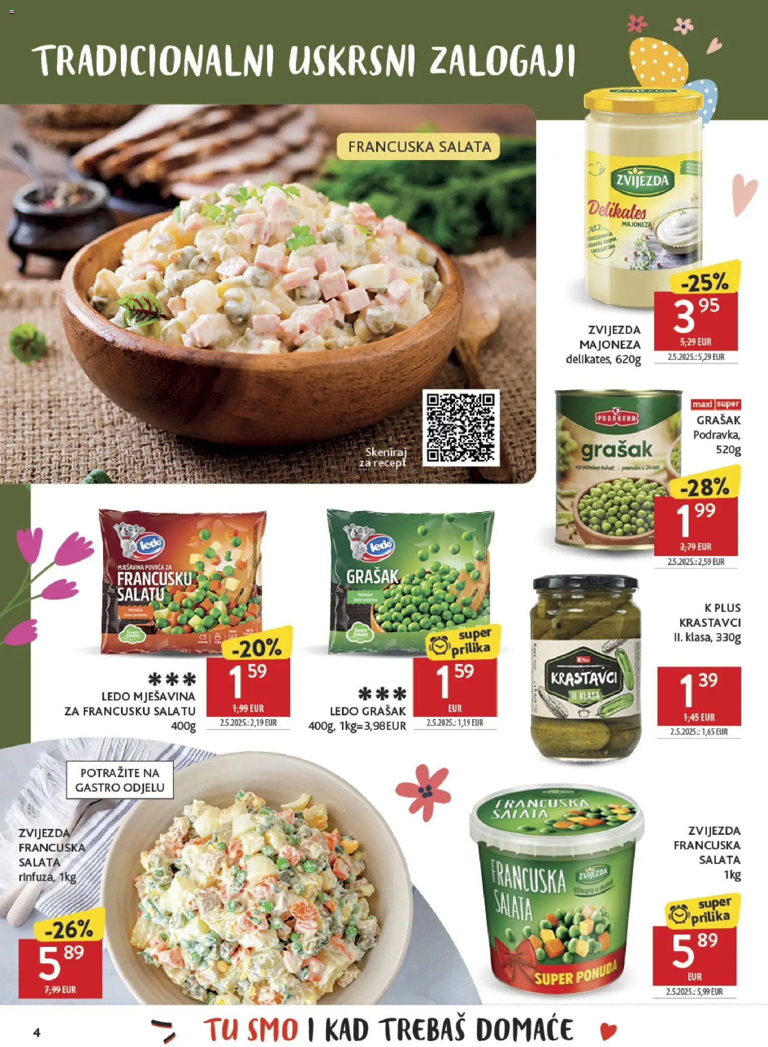 Konzum katalog | vrijedi od 30.03.2026 | Stranica: 4 | Proizvodi: Podravka, Krastavci, Majoneza, Grašak