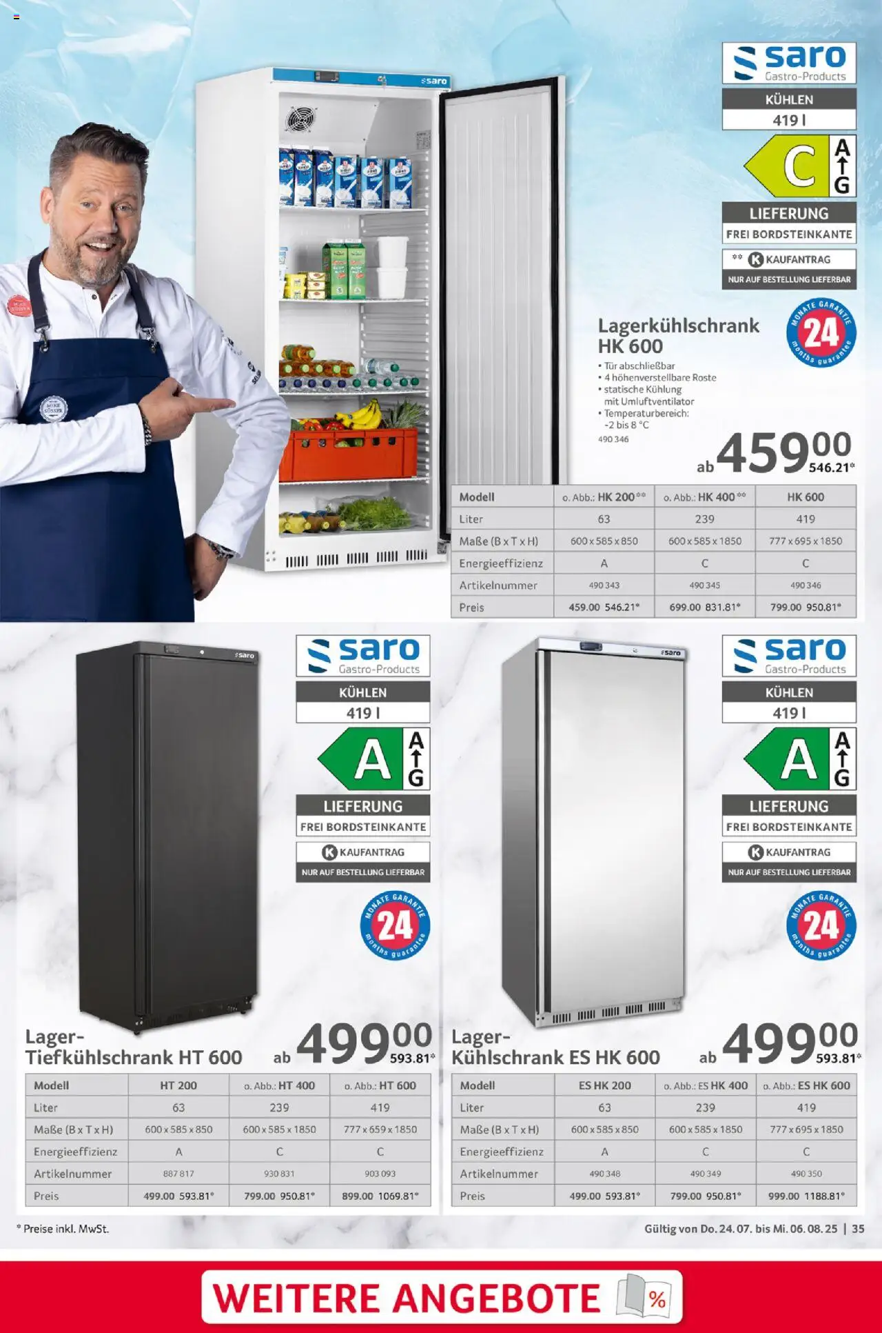 Selgros  Gastro - gültig ab dem 24.07.2025 | Seite: 35 | Produkte: Tür, Kühlschrank