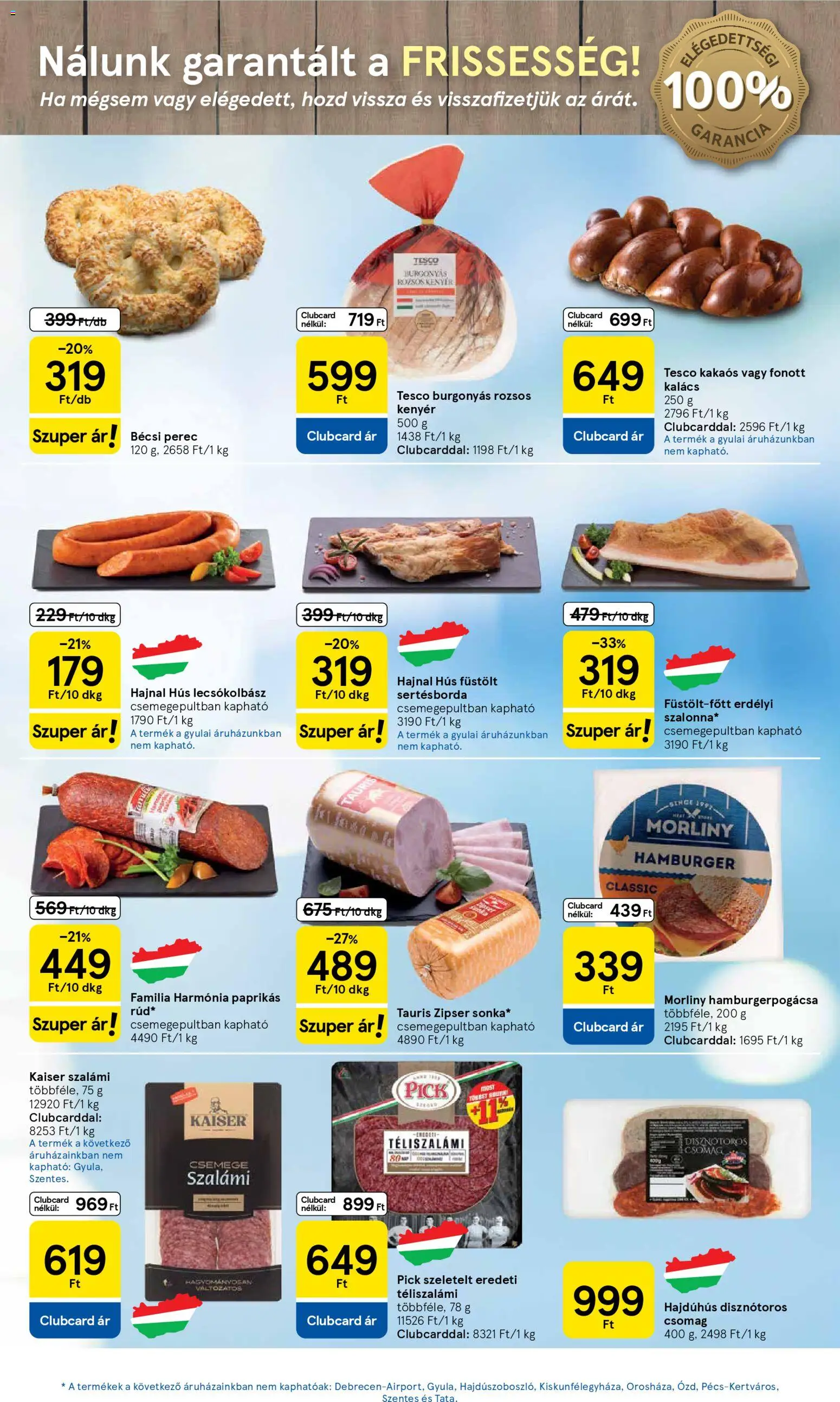 Tesco akciós ujság - amely érvényes a következő dátumtól: 19.02.2026 | Oldal: 13 | Termékek: Hamburgerpogácsa, Hamburger, Pick, Téliszalámi