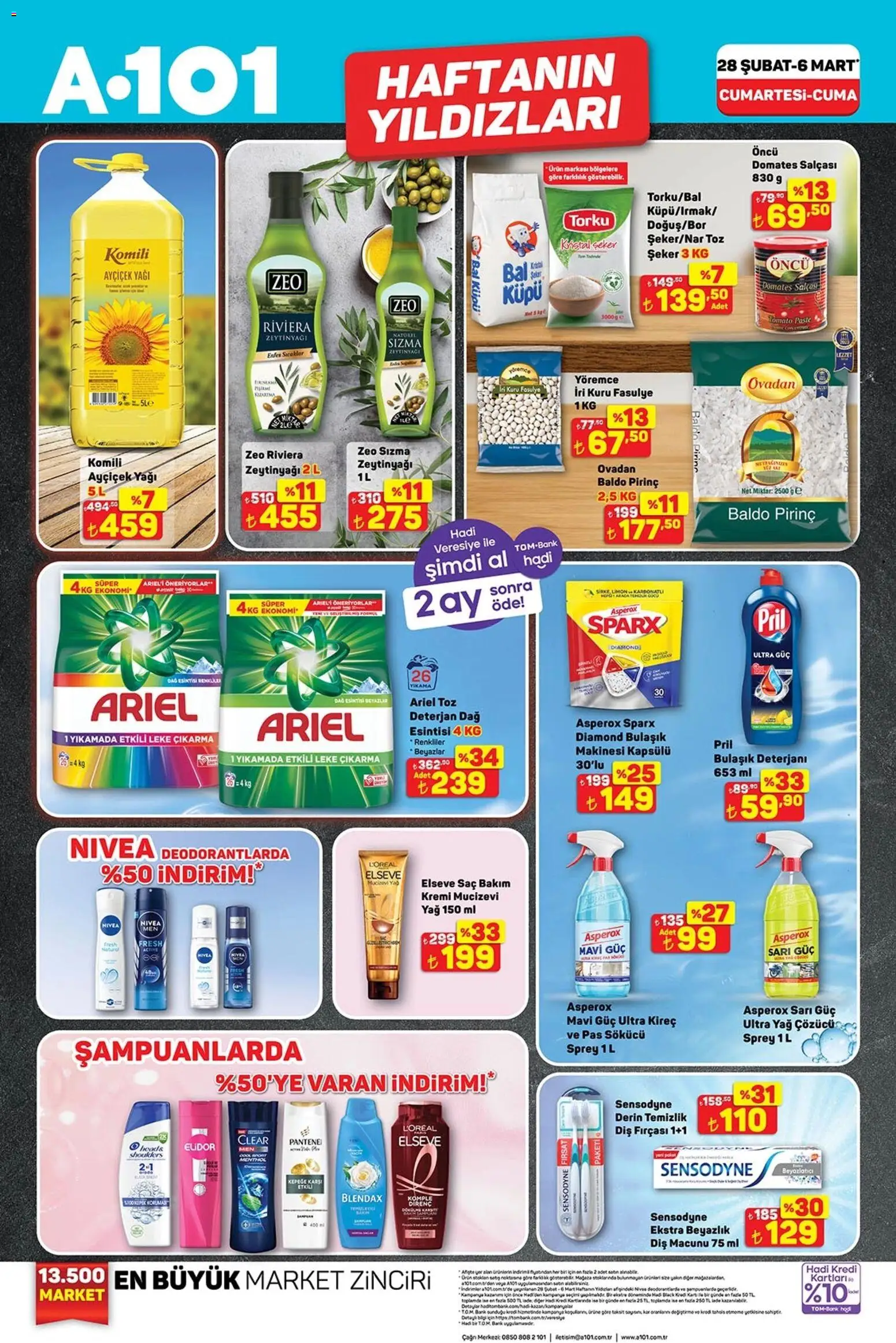 A101 Katalog - 28.02.2026 tarihinden itibaren geçerlidir | Sayfa: 1 | Ürünler: Kuru fasulye, Diş fırçası, Bulaşık deterjanı, Şeker